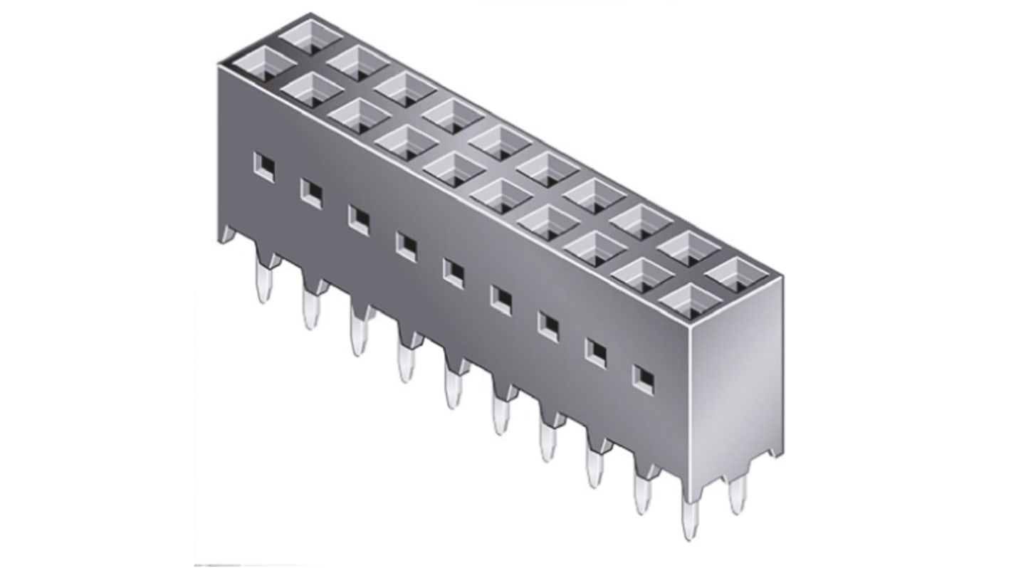 Amphenol ICC 基板接続用ソケット 20 極 2.54mm 2 列 スルーホール実装