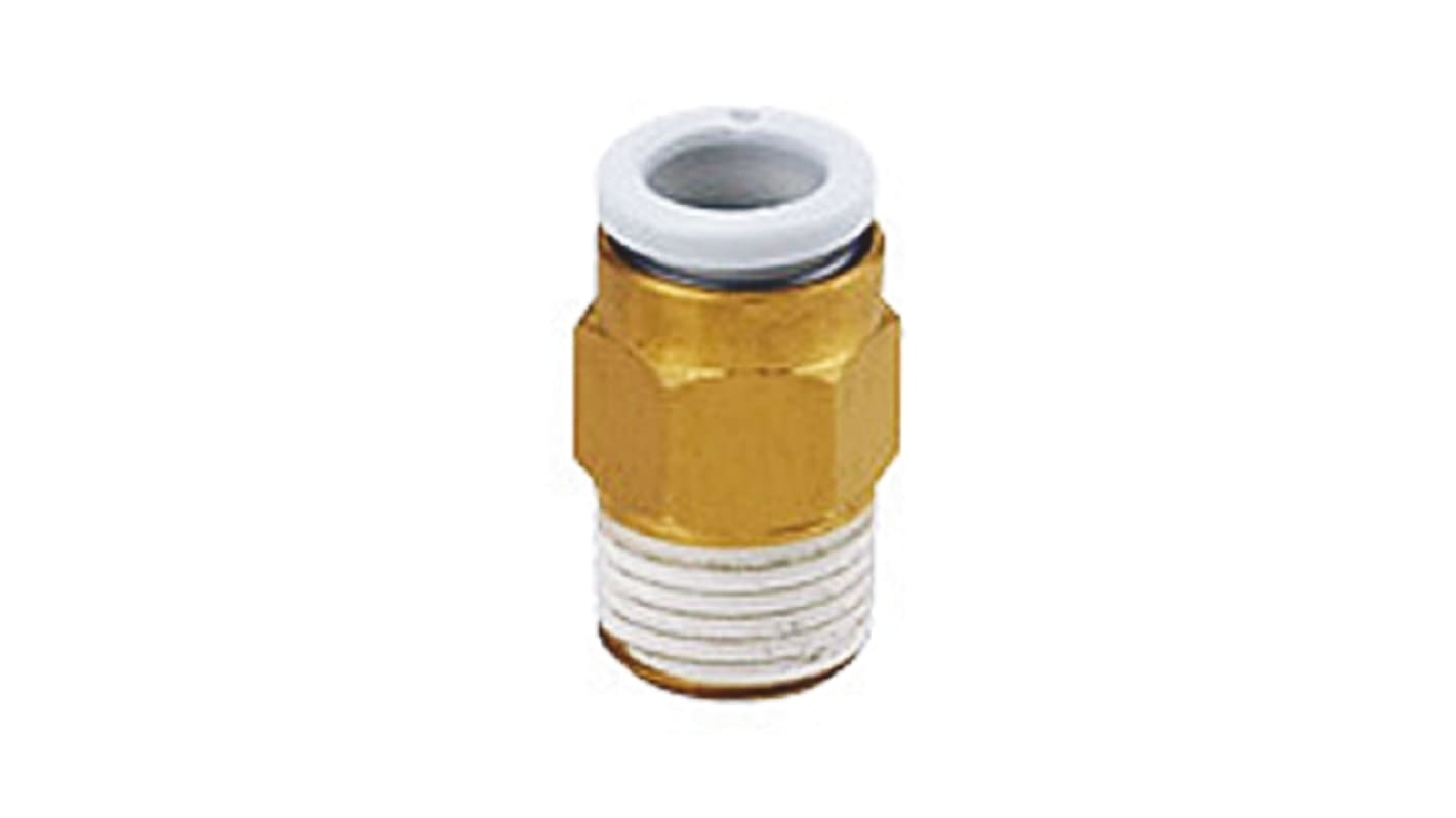 SMC KQ2 Series Straight Threaded Adaptor, R 3/8 Male to Push In 1/4 in, Threaded-to-Tube Connection Style