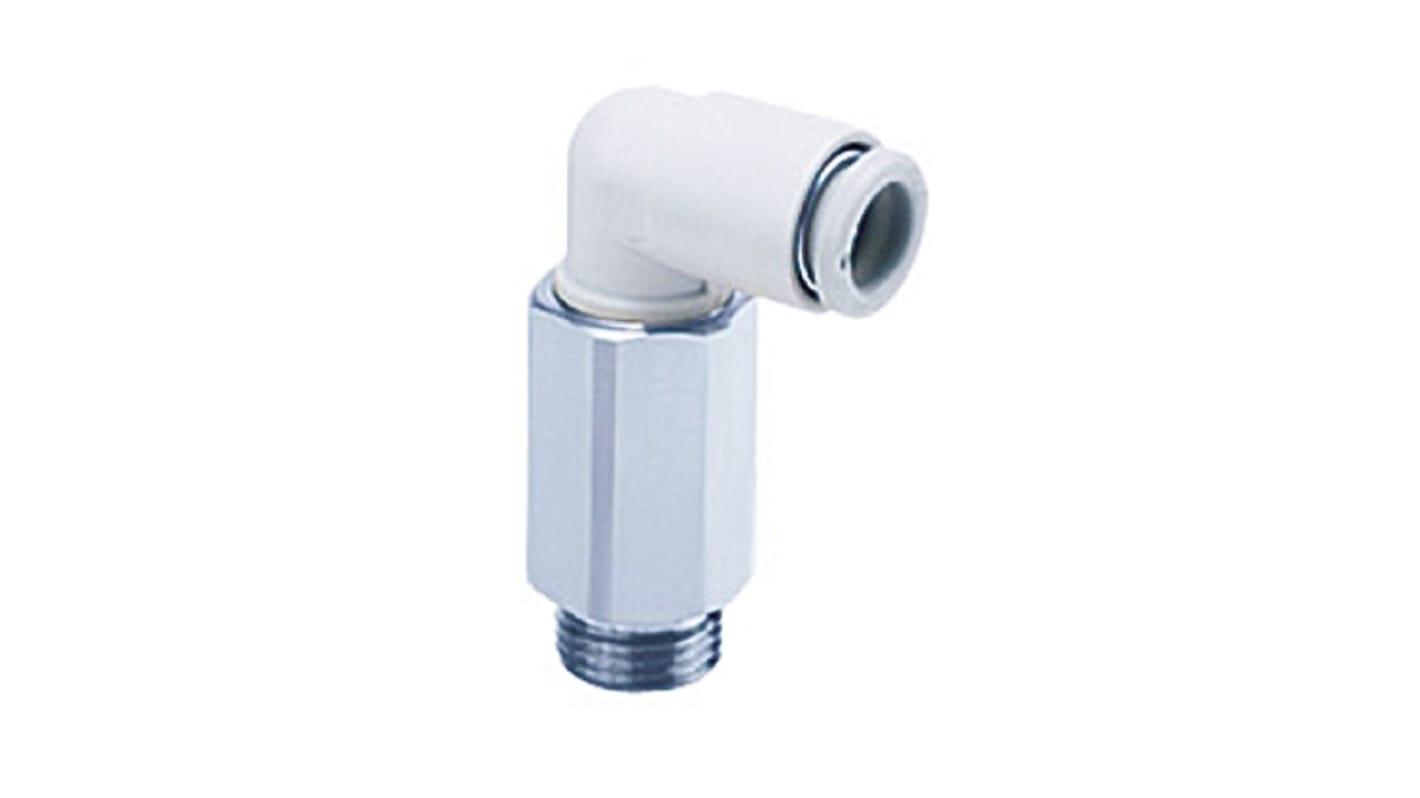 SMC KQ2 Series Elbow Threaded Adaptor, UNF 10-32 Male to Push In 5/32 in, Threaded-to-Tube Connection Style