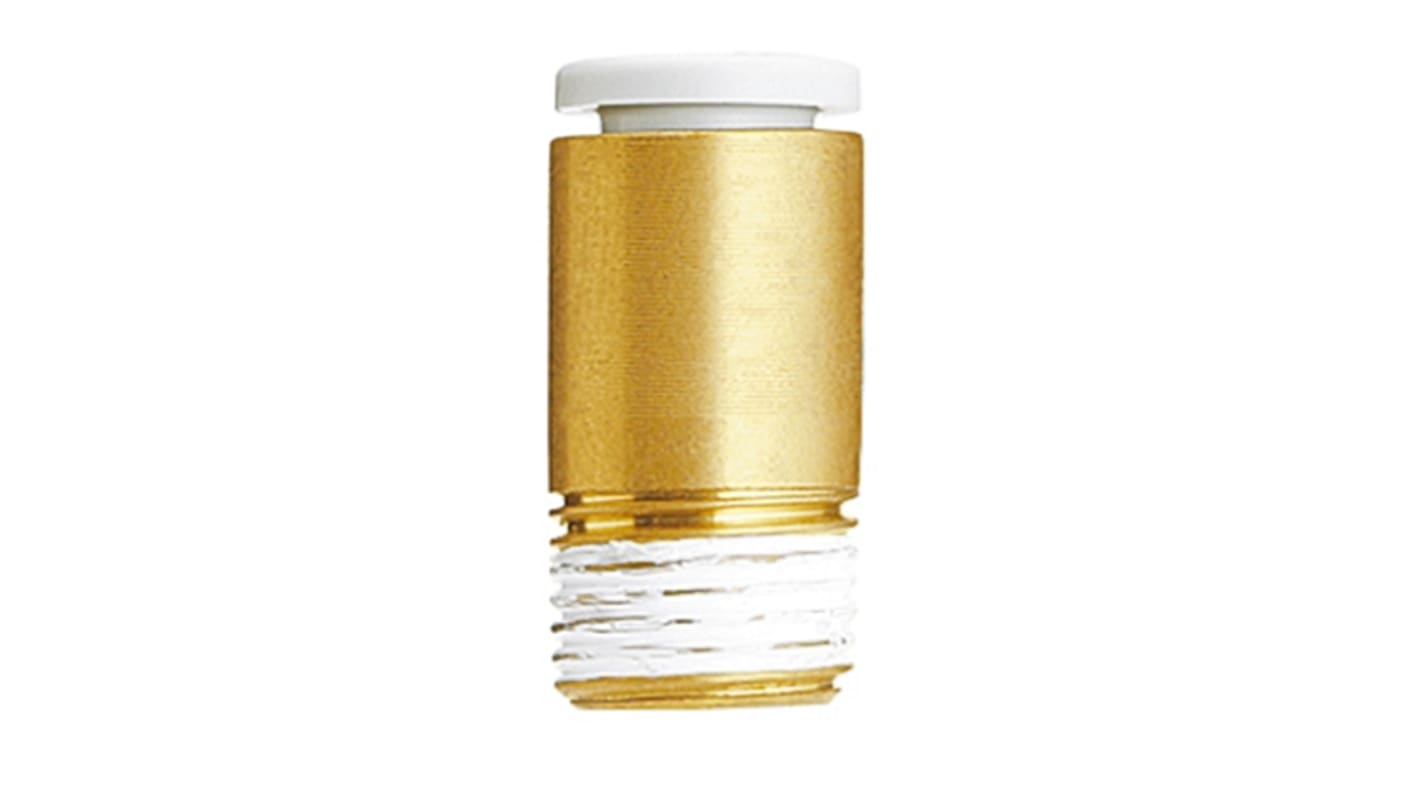 SMC KQ2 Series Straight Threaded Adaptor, G 1/8 Male to Push In 10 mm, Threaded-to-Tube Connection Style