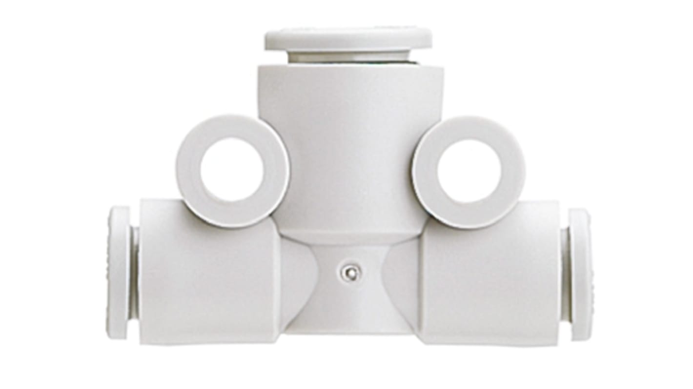 SMC KQ2 Series Tee Tube-to-Tube Adaptor Push In 12 mm, Push In 10 mm to Push In 10 mm, Tube-to-Tube Connection Style