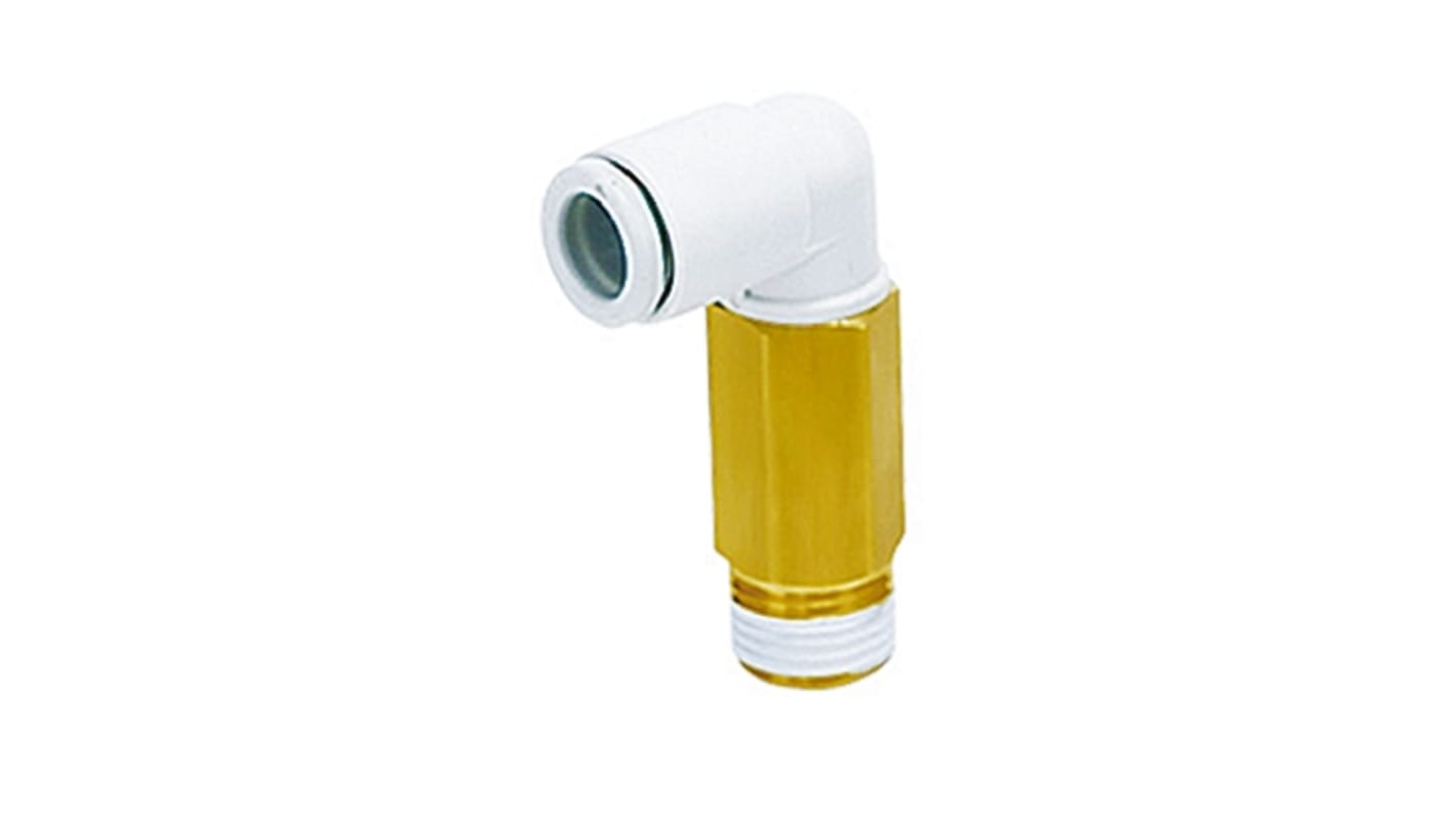 SMC KQ2 Series Elbow Threaded Adaptor, G 1/2 Male to Push In 10 mm, Threaded-to-Tube Connection Style