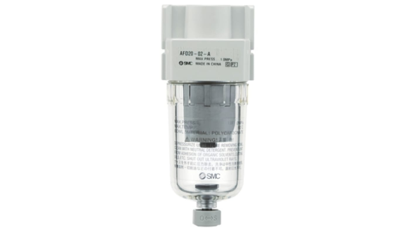 SMC 油雾分离器, 0.01μm过滤精度, Rc 1/4接口, 流量240 L/min, 最大操作压力1 MPa, 最高工作温度+60°C