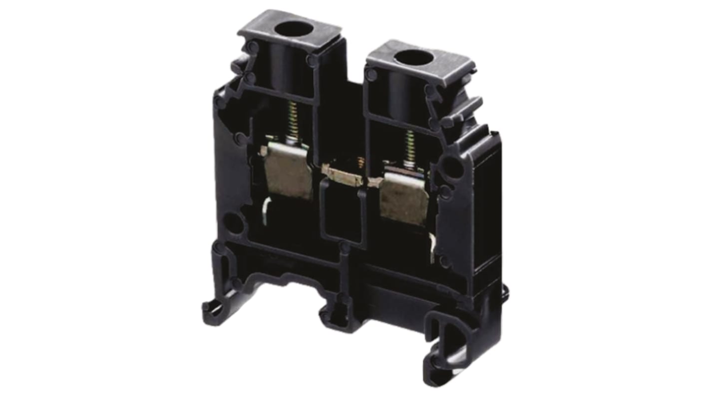 Entrelec SNA Series Black Standard Din Rail Terminal, 6mm², Single-Level, Screw Termination