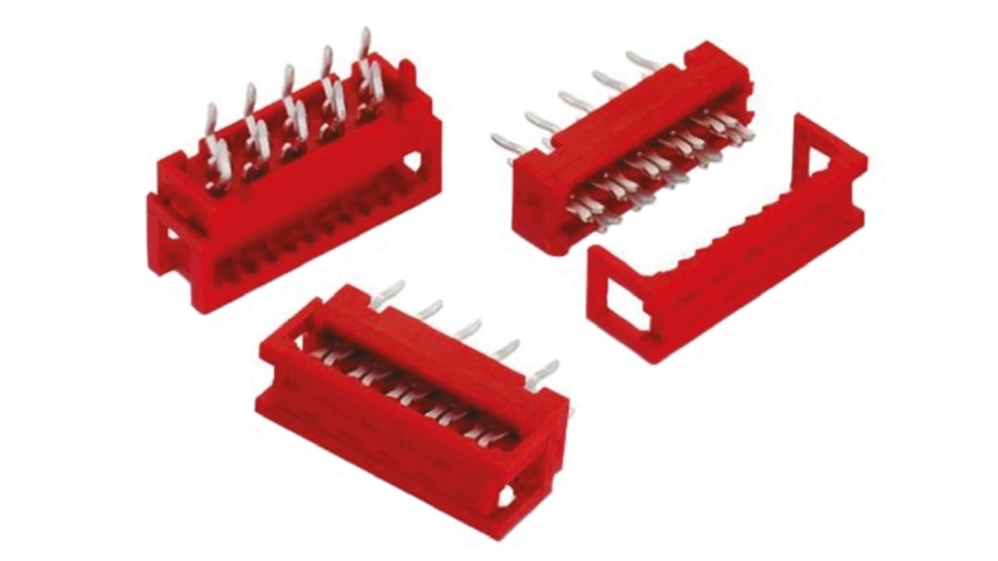 Wurth Elektronik IDC连接器, 公插, 20p, 1.27mm间距, 2排, THT安装, 焊接端接, 直向, WR-MM系列