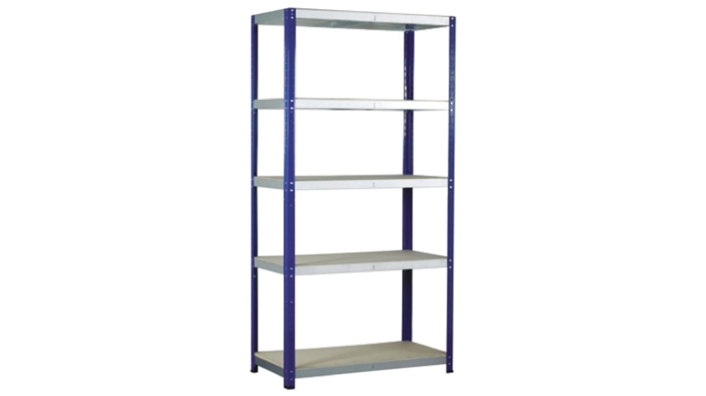 RS PRO 5 Shelf Chipboard, Galvanised Steel Shelving System, 1800mm x 900mm, 450mm, 265kg Load