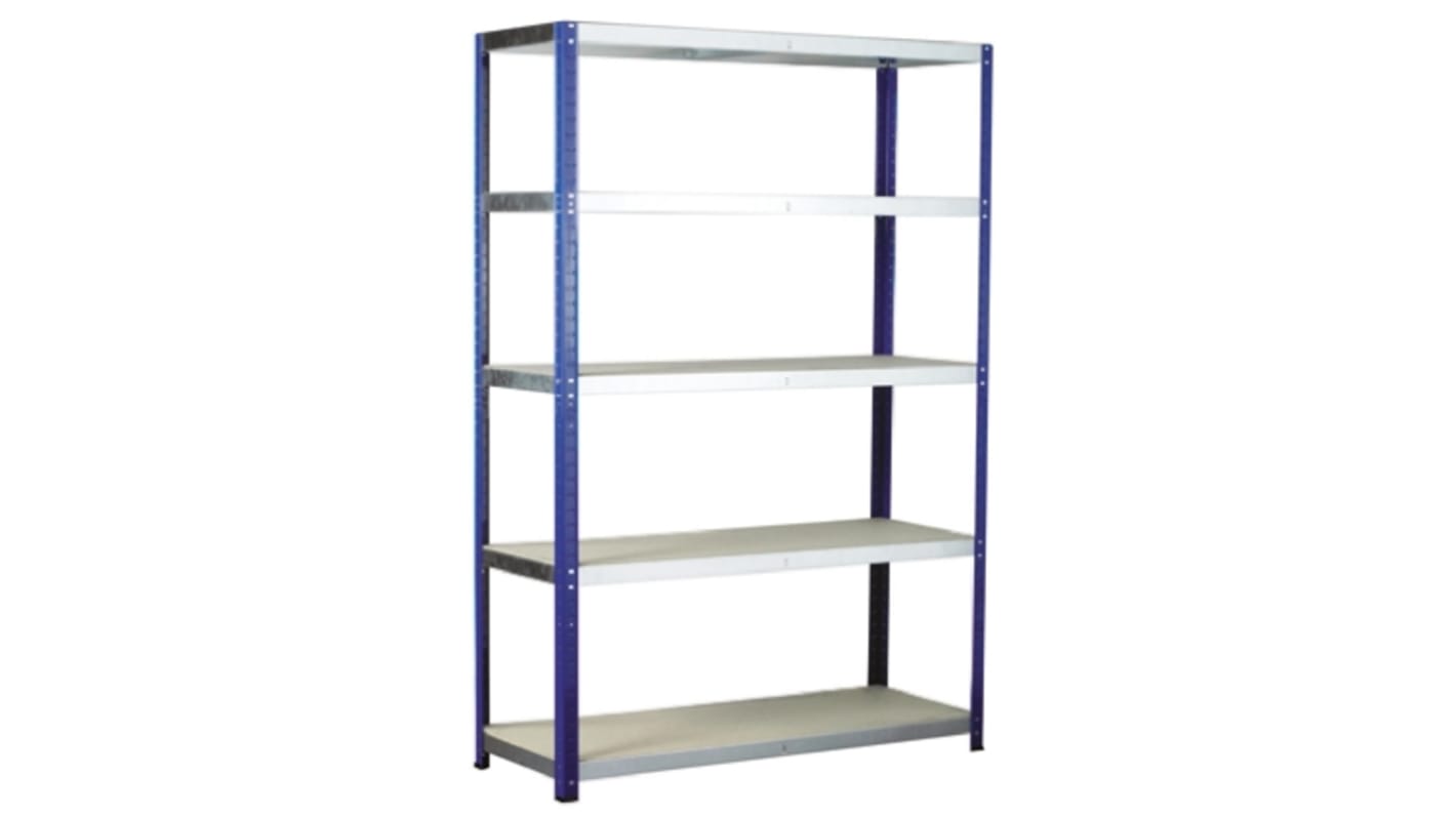 RS PRO 5 Shelf Chipboard, Galvanised Steel Shelving System, 1800mm x 1200mm, 450mm, 265kg Load