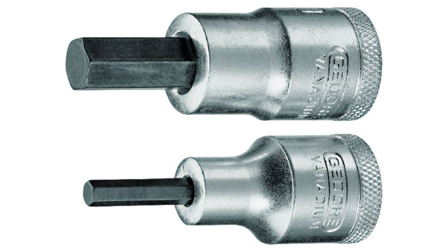 Gedore Hexagon Screwdriver Bit, 6 mm Tip, 1/2 in Drive, Hex Drive, 60 mm Overall