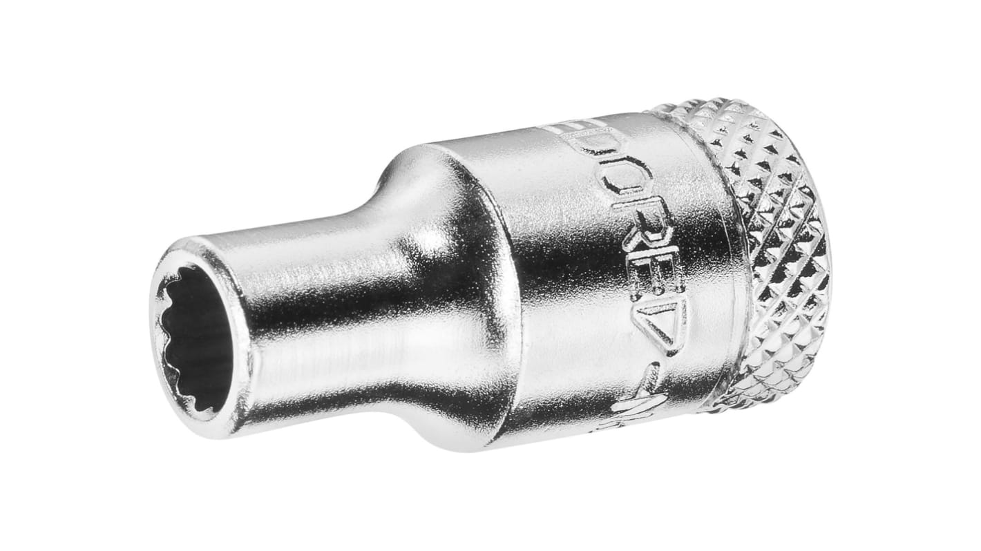 Gedore 1/4 in Drive 4mm Standard Socket, 12 point, 25 mm Overall Length