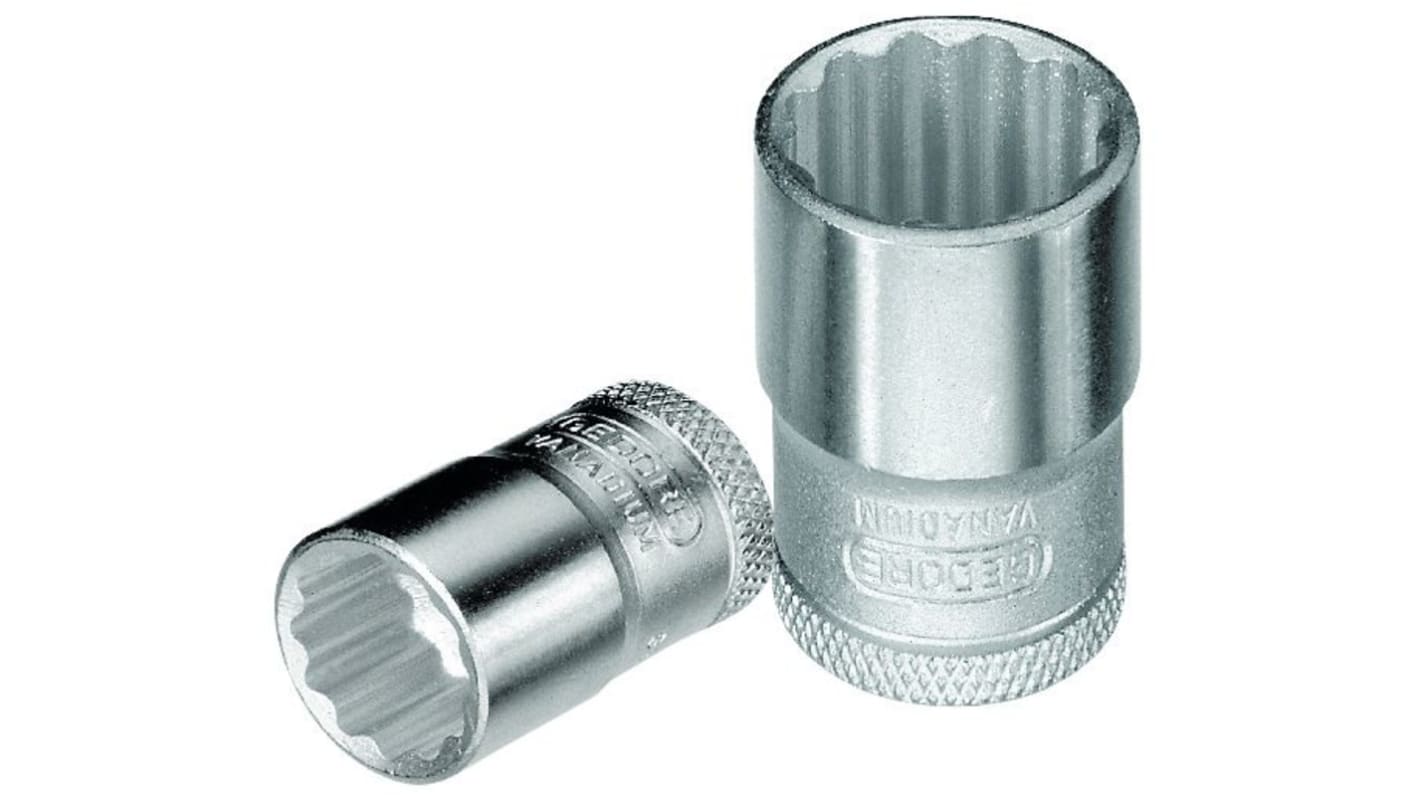 Gedore 3/8 in Drive 19mm Standard Socket, 12 point, 30 mm Overall Length
