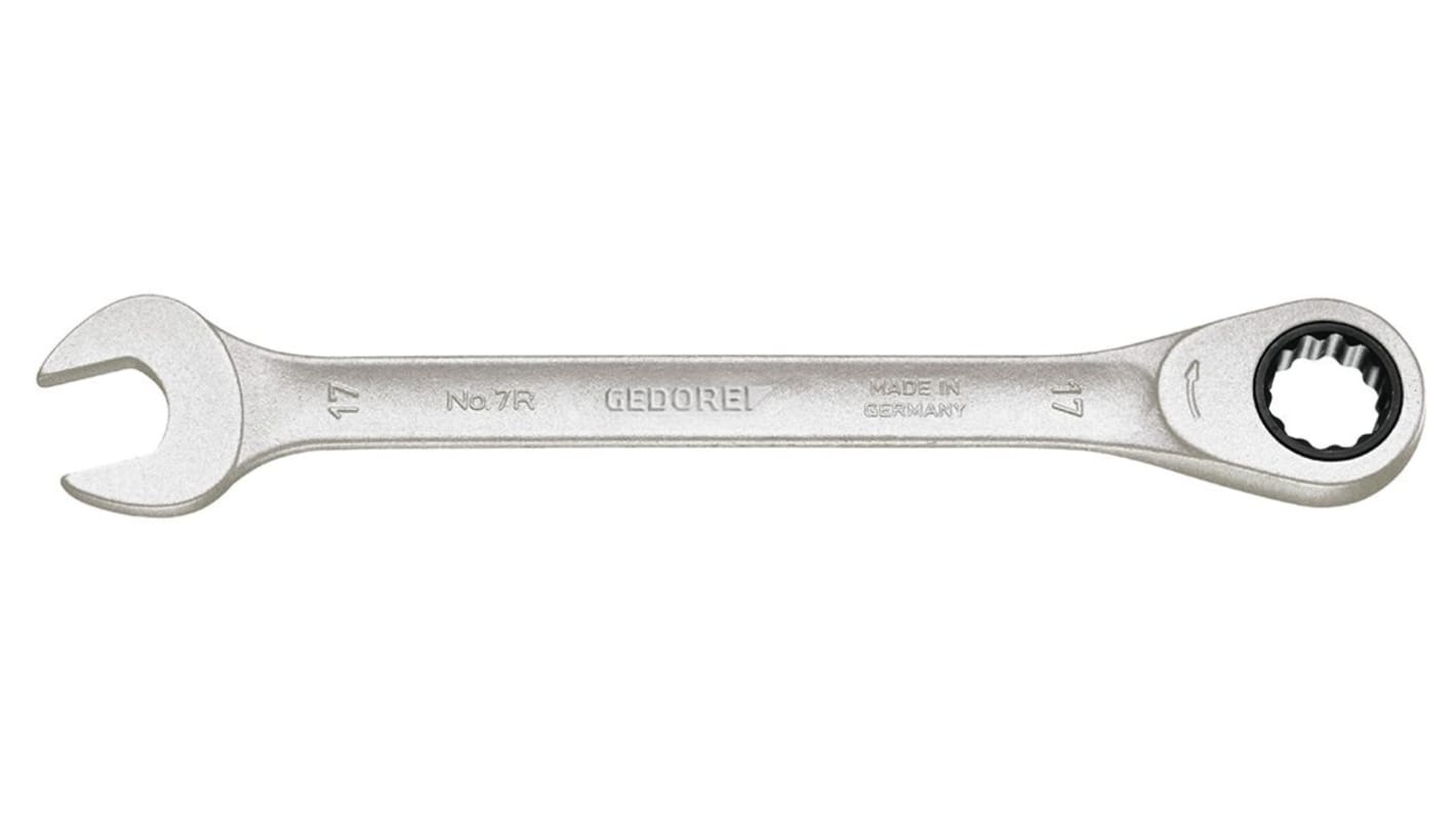 Gedore 7R, SW 13 mm Gabel‑Ring Ratschenschlüssel doppelseitig Vanadium Stahl, Länge 180 mm