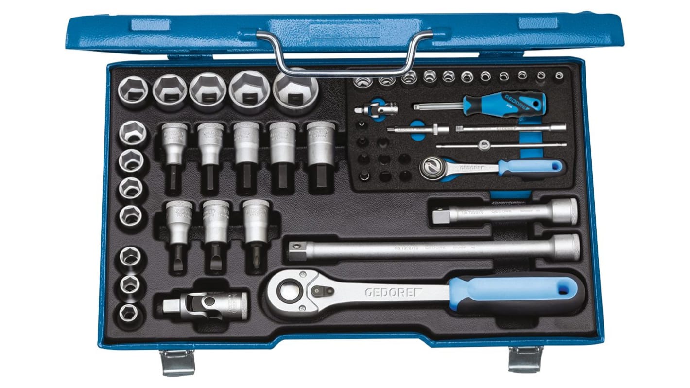 Gedore 50-Piece Metric 1/2 in; 1/4 in Standard Socket/Bit Set with Ratchet, 6 point