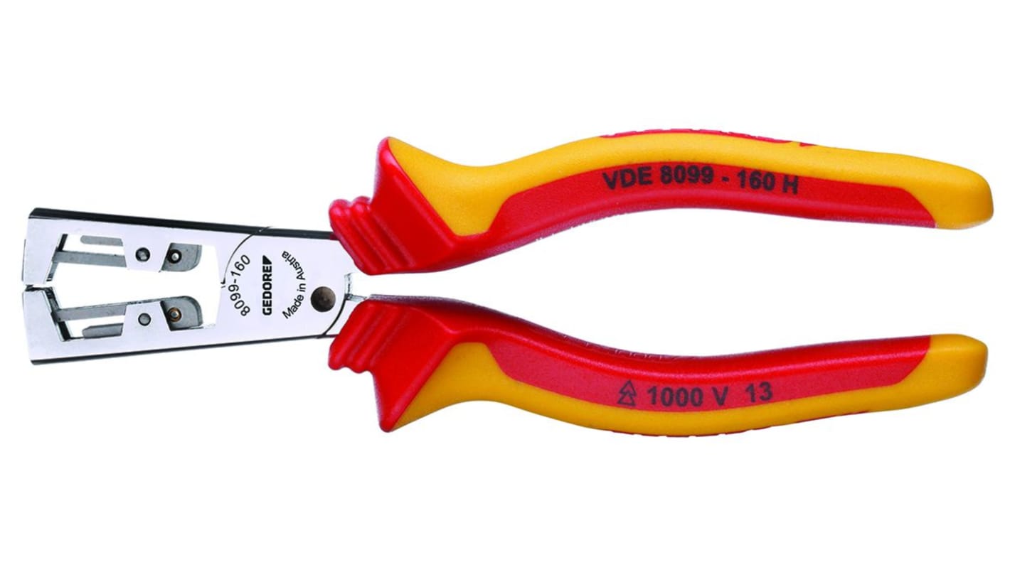 Gedore VDE 8099 H Series Stripping Plier Wire Stripper, 0.5mm Min, 5.0mm Max, 160 mm Overall