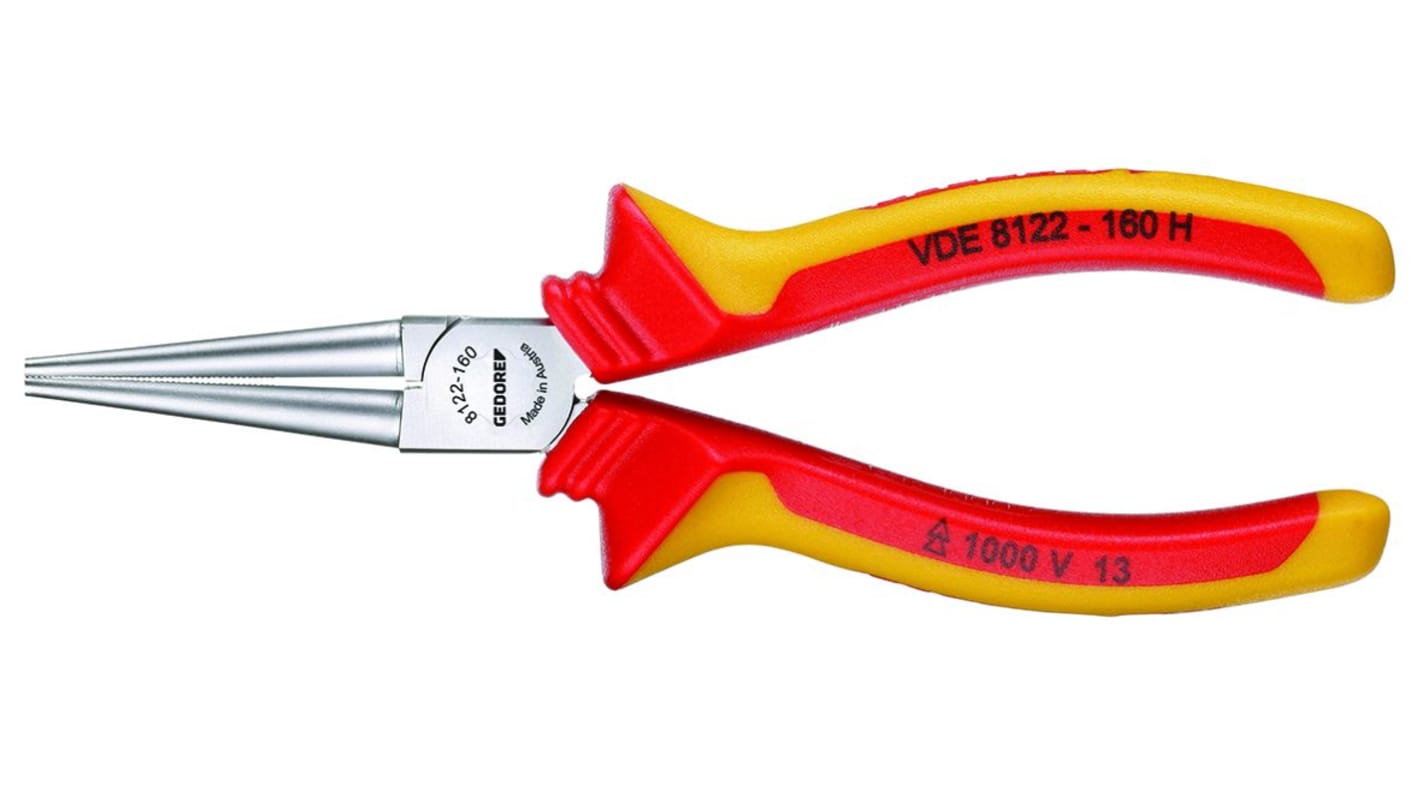 Gedore Round Nose Pliers, 160 mm Overall, 48mm Jaw