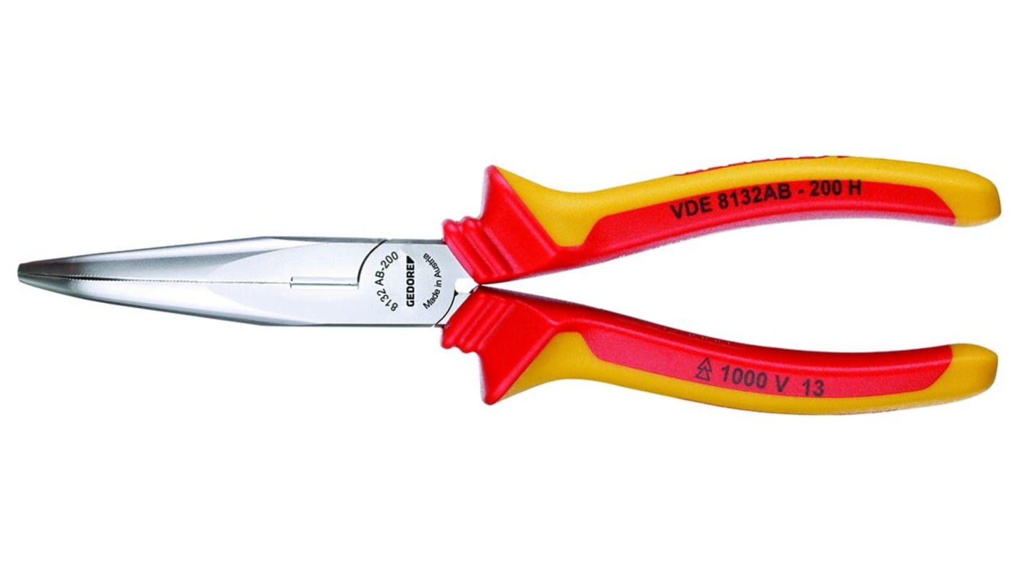 Gedore 1552147 Long Nose Pliers, 200 mm Overall, Straight Tip, 70,5mm Jaw