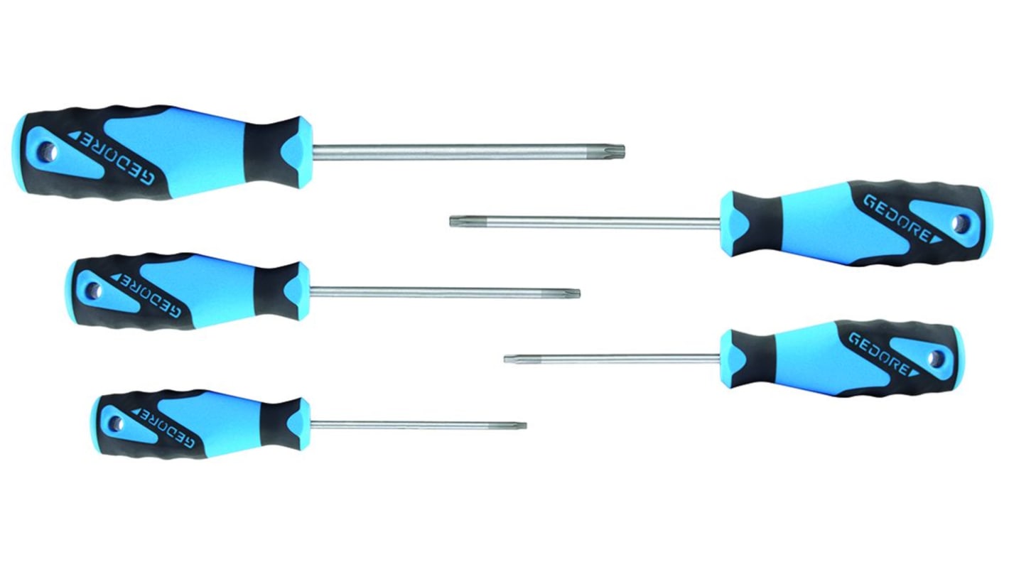 Set di cacciaviti Gedore, 5 pezzi Torx, lama cromata