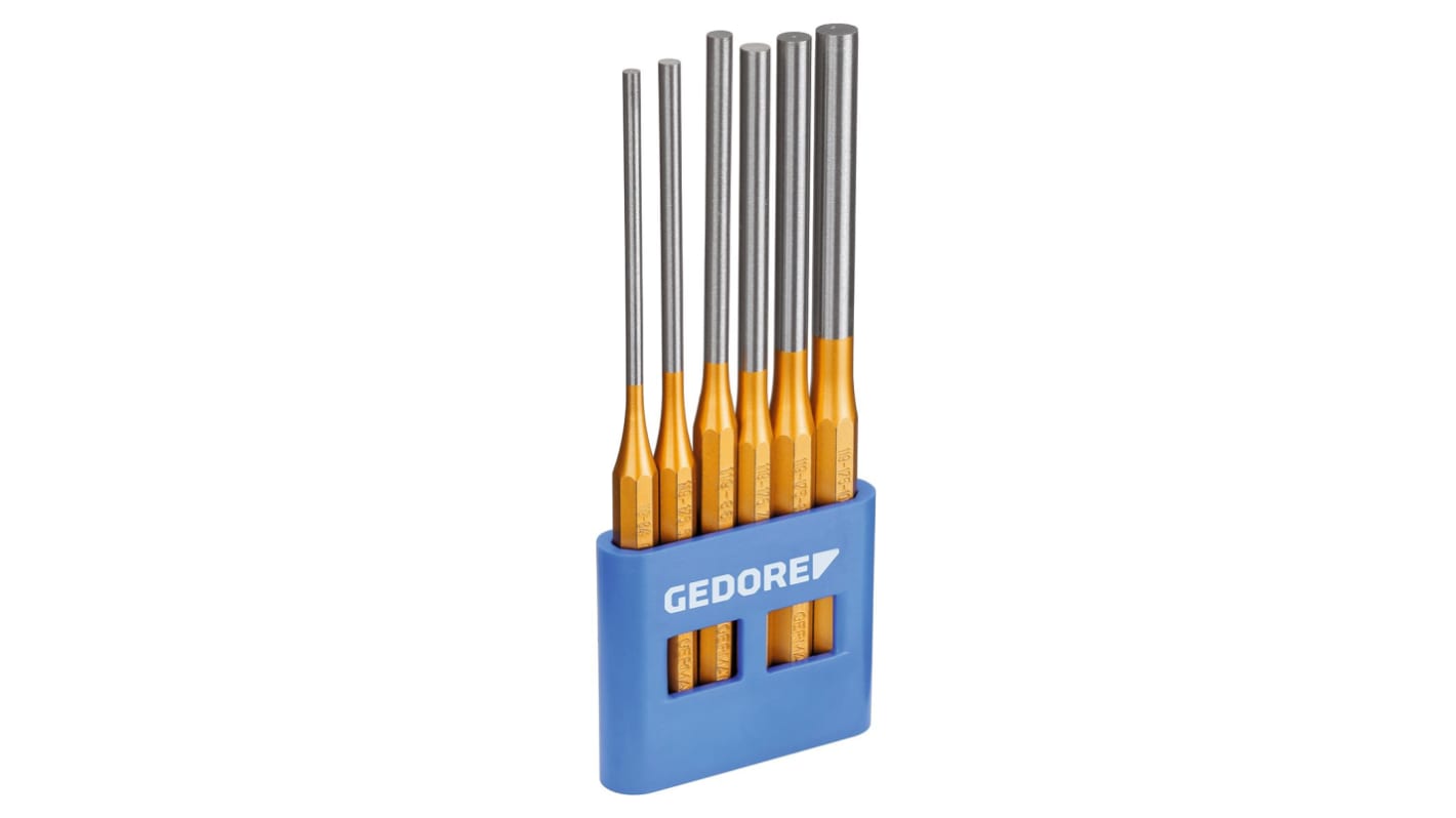 Gedore 6-Piece Punch Set, Pin Punch, 175 mm Overall