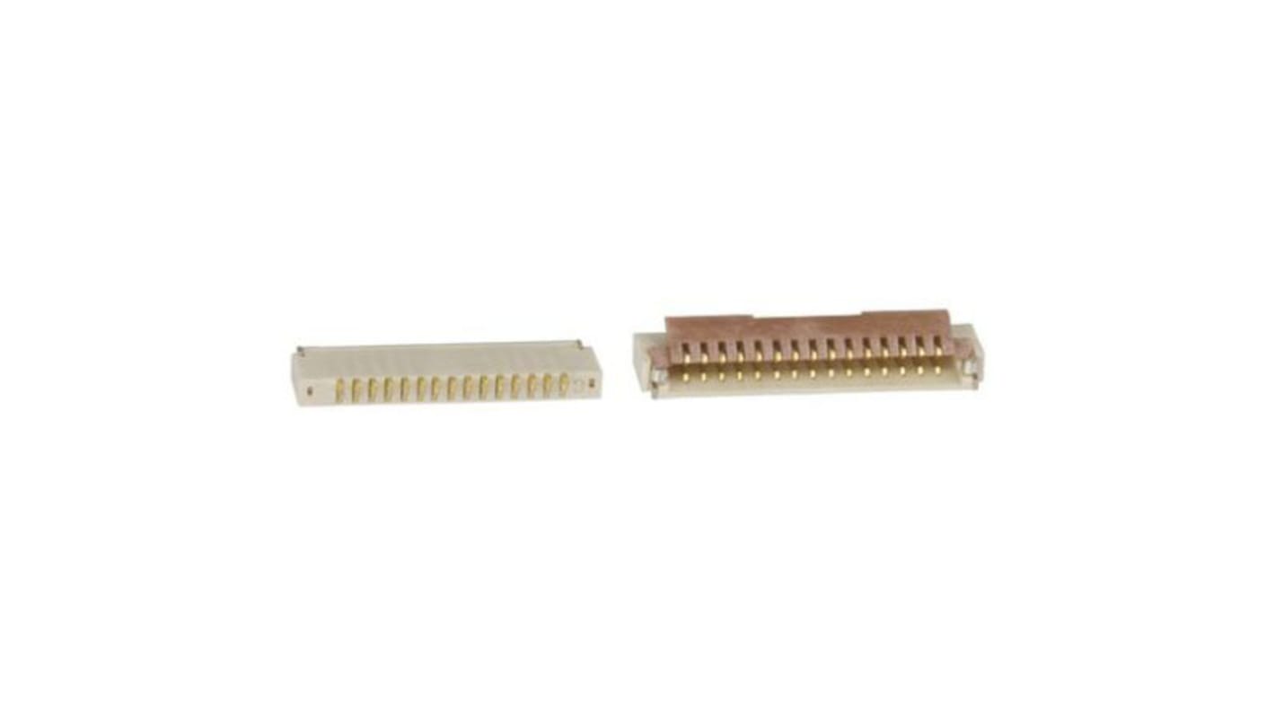 Hirose FPC连接器, 母座, 15p, 0.5mm间距, 单排, SMT安装, 直角, 500mA, 50 V 交流, FH19系列