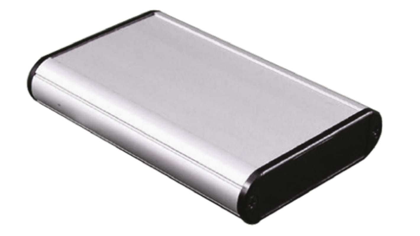 Hammond 1455 Series Silver Anodised Aluminium Enclosure, IP54, Black Lid, 101 x 72 x 19mm