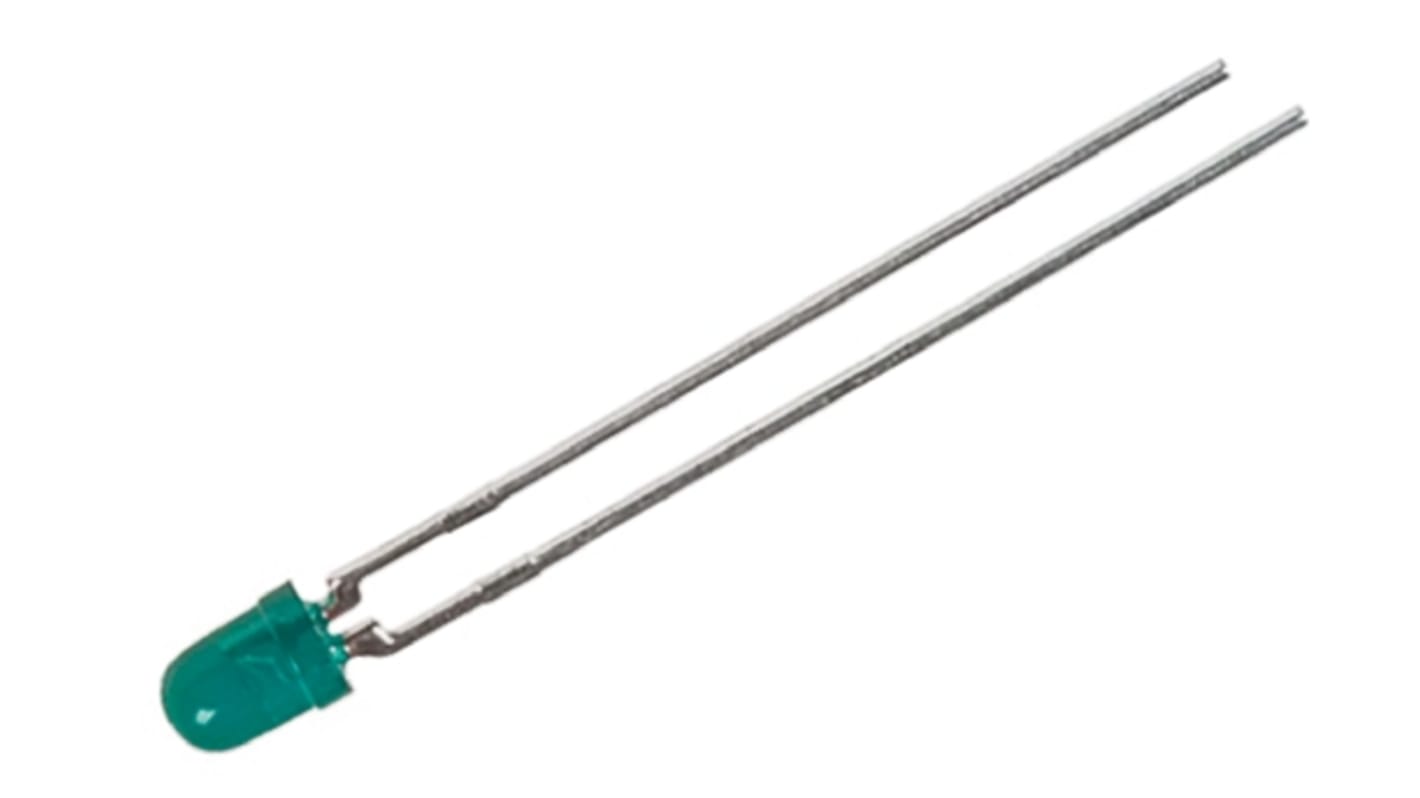 Vishay2.6 V Green LED 3mm Through Hole, TLHG44K1L2