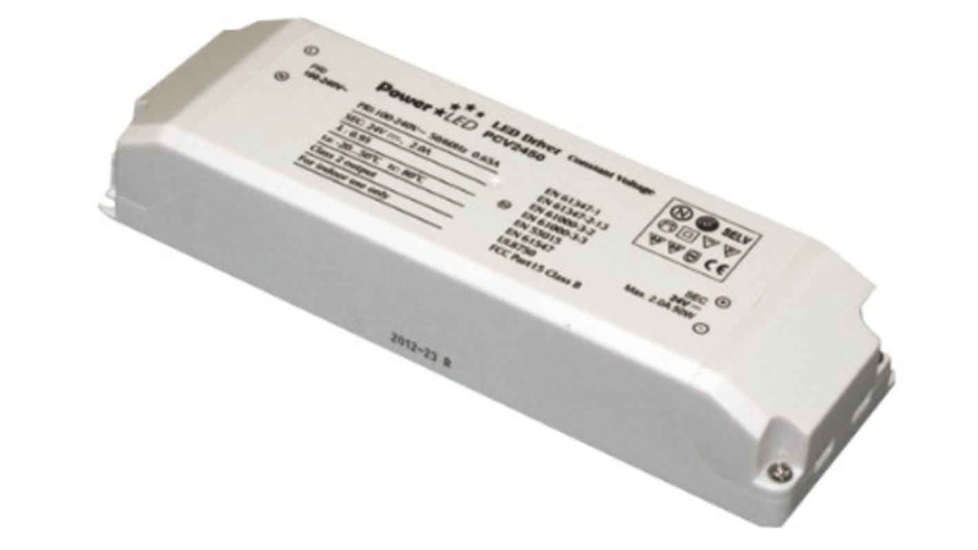 Driver LED tensión constante PowerLED, IN: 100 → 240 V ac, OUT: 24V, 2A, 50W