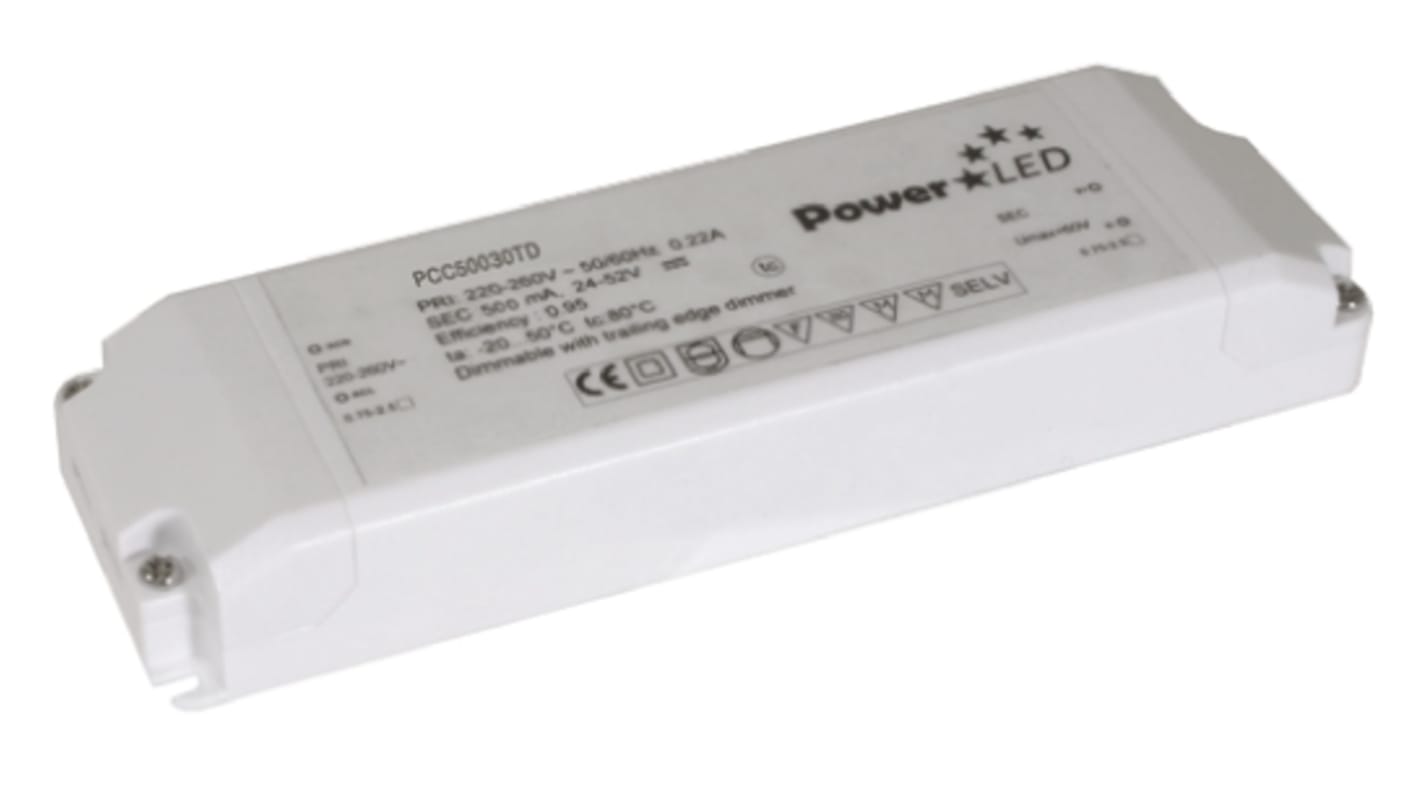 PowerLED 30W LED驱动电源, 交流输入, 输出30 → 56V 500mA, 可调光