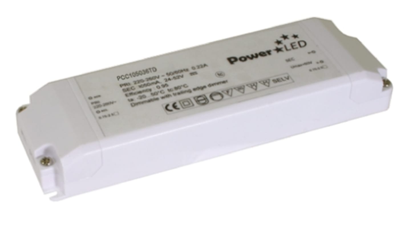 Driver LED corriente constante PowerLED, IN: 220 → 240 V ac, OUT: 16 → 35V, 1.05A, 36W, regulable