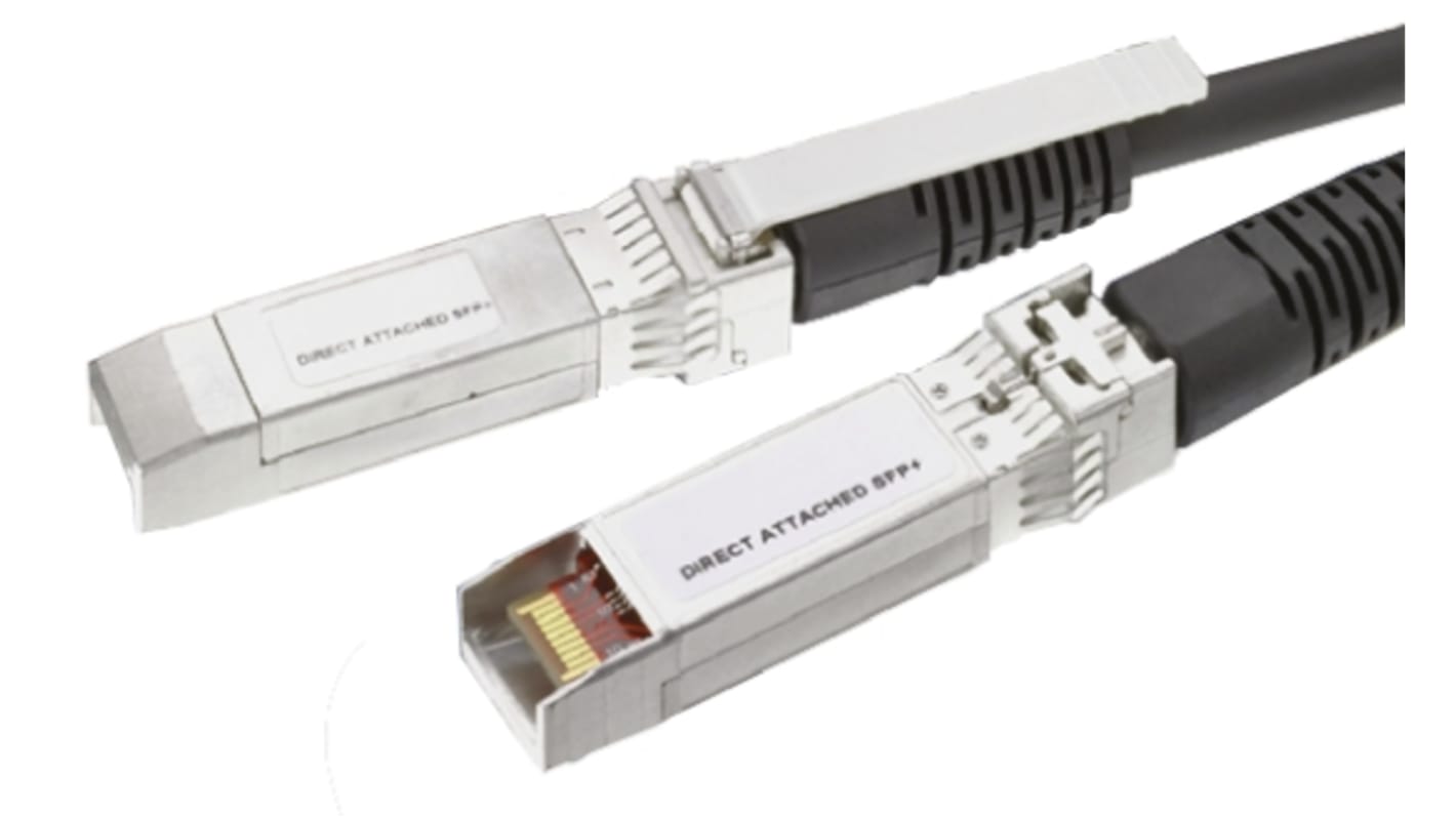 TE Connectivity Ethernetkabel, 3m, Schwarz Patchkabel, A SFP+ Stecker, B SFP+