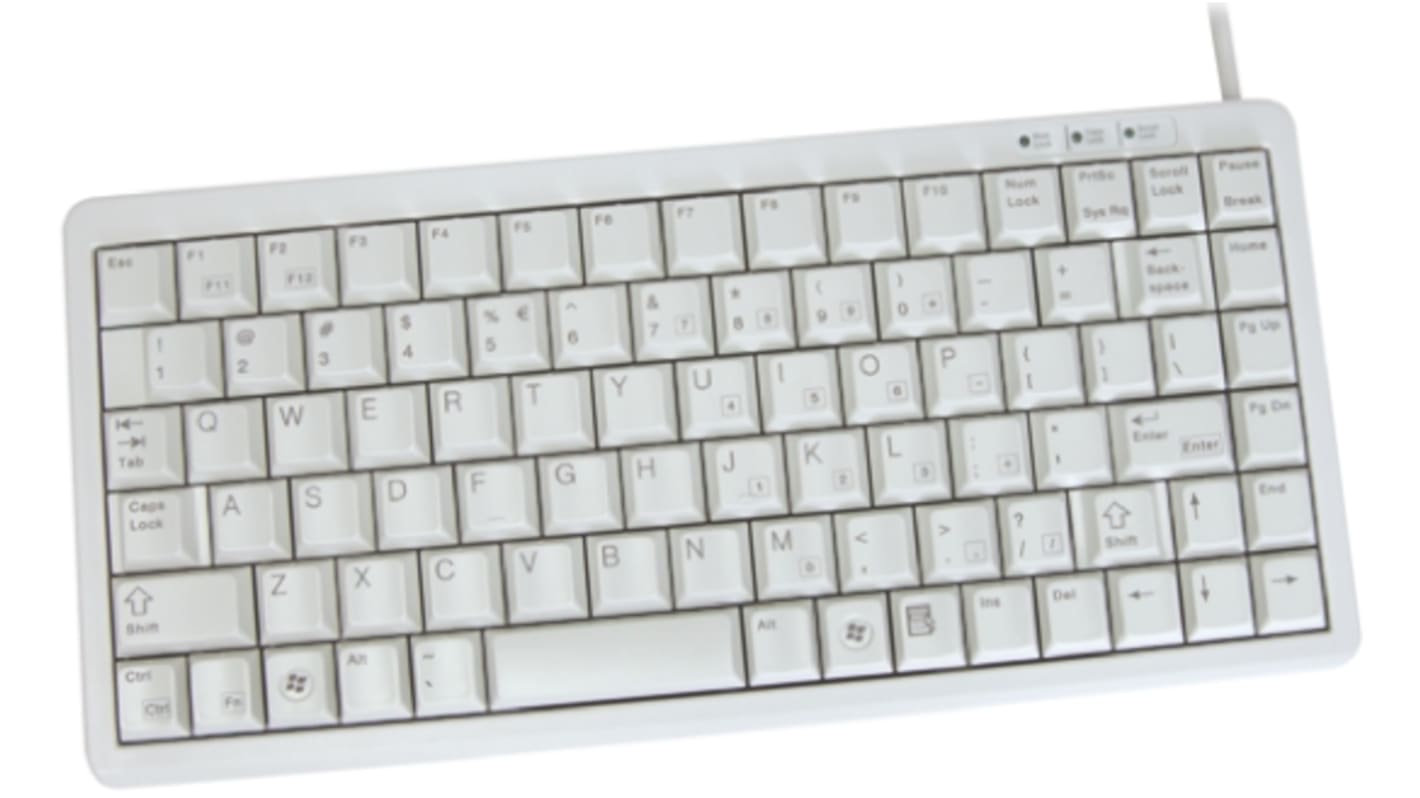 Cherry 有线紧凑型工业键盘, PS/2, USB接口, QWERTY（美国）布局, 86键, 灰色