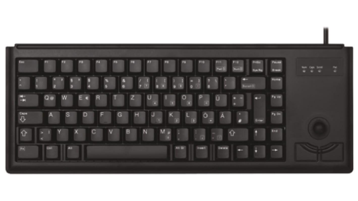 CHERRY Trackball-Tastatur QWERTZ Kabelgebunden Schwarz USB Kompakt, 370 x 139 x 19.6mm