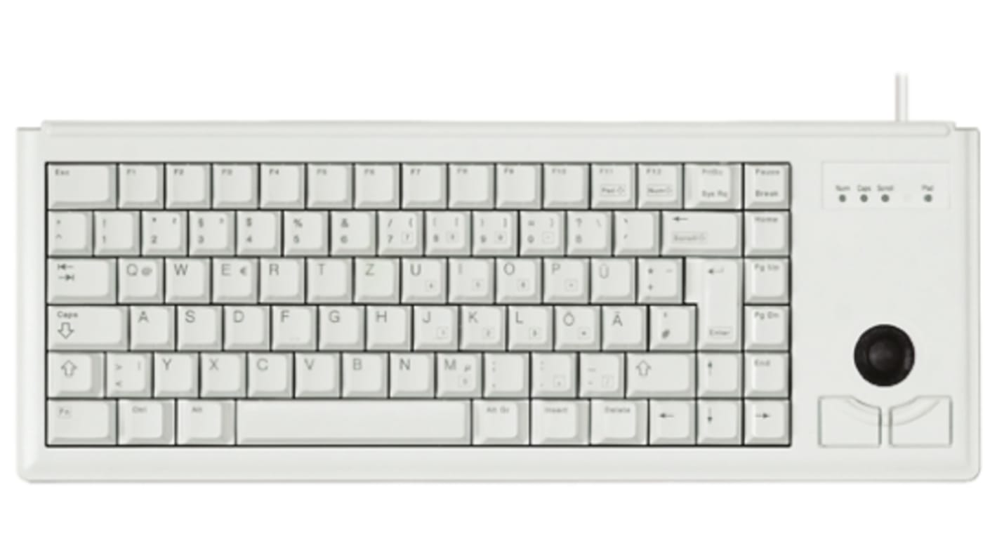 CHERRY Trackball-Tastatur QWERTZ Kabelgebunden Grau USB Kompakt, 370 x 139 x 19.6mm