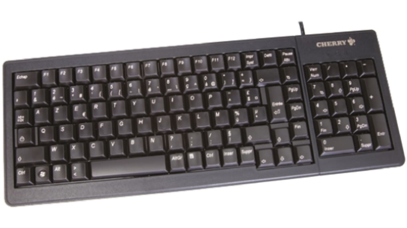 Cherry Wired PS/2, USB Compact Keyboard, AZERTY, Black