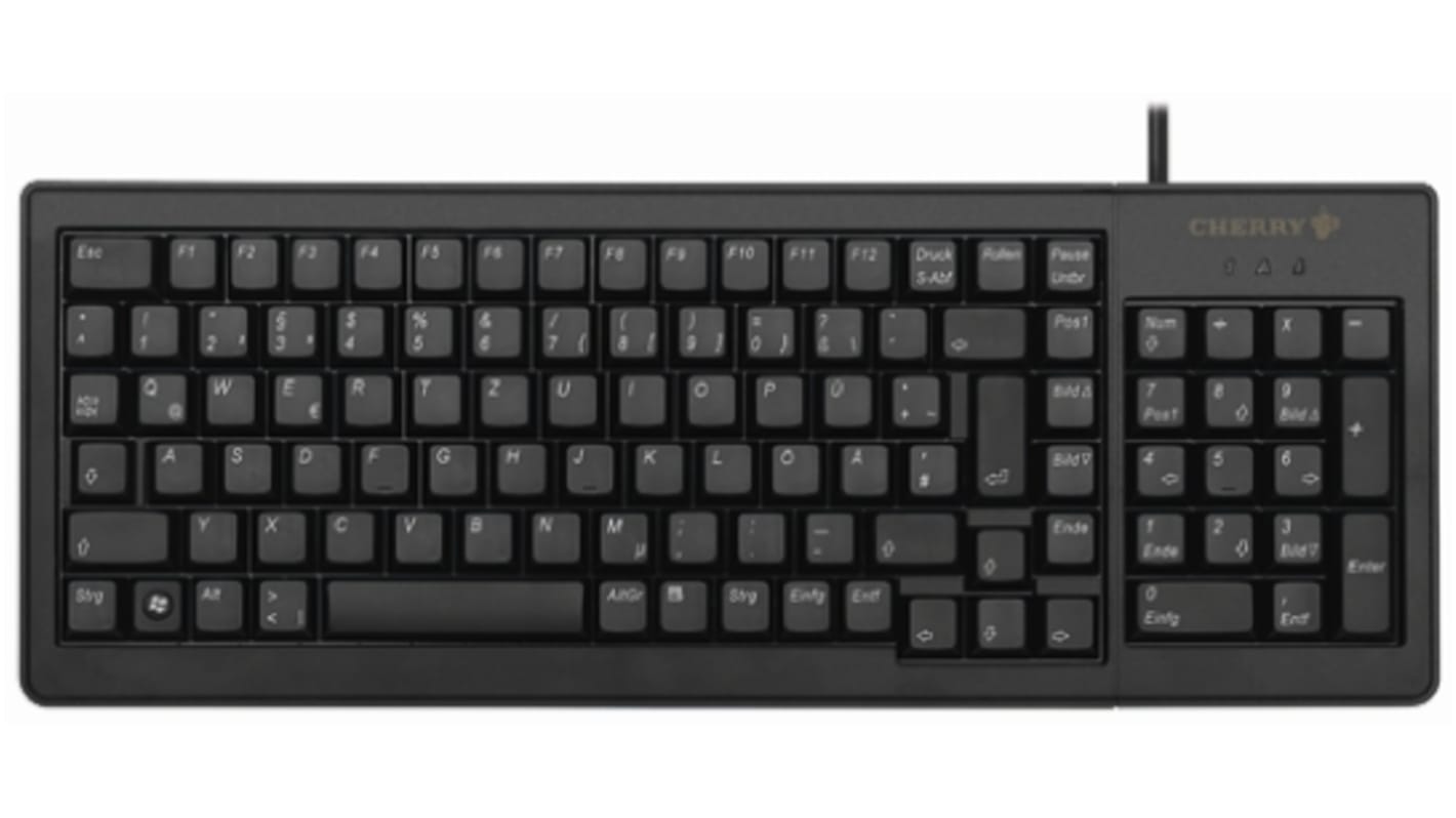 CHERRY Wired PS/2, USB Compact Keyboard, QWERTZ, Black