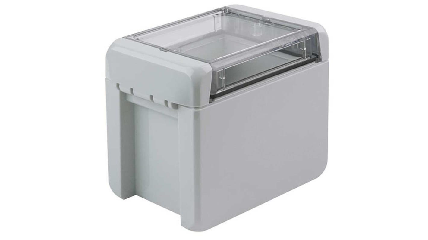 Bopla Bocube Series Light Grey Polycarbonate V0 Enclosure, IP66, IP68, IK07, Transparent Lid, 113 x 80 x 90mm