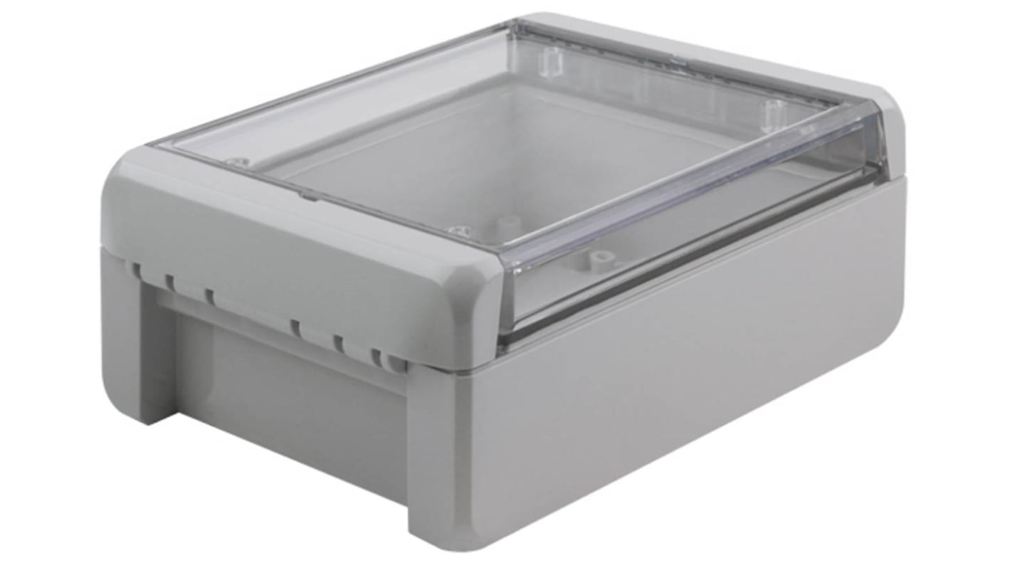 Bopla Bocube Series Light Grey Polycarbonate V0 Enclosure, IP66, IP68, IK07, Transparent Lid, 151 x 125 x 60mm