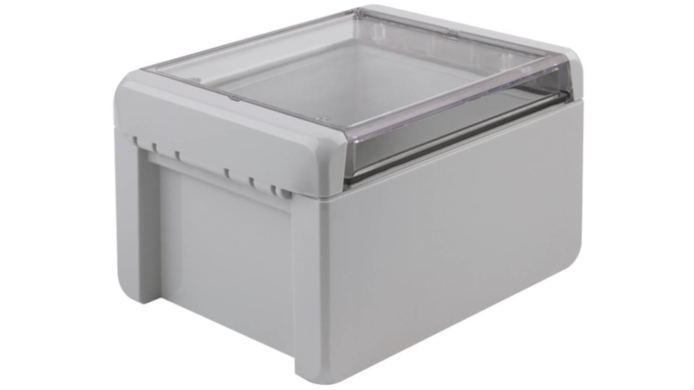 Bopla Bocube Series Light Grey Polycarbonate V0 Enclosure, IP66, IP68, IK07, Transparent Lid, 151 x 125 x 90mm