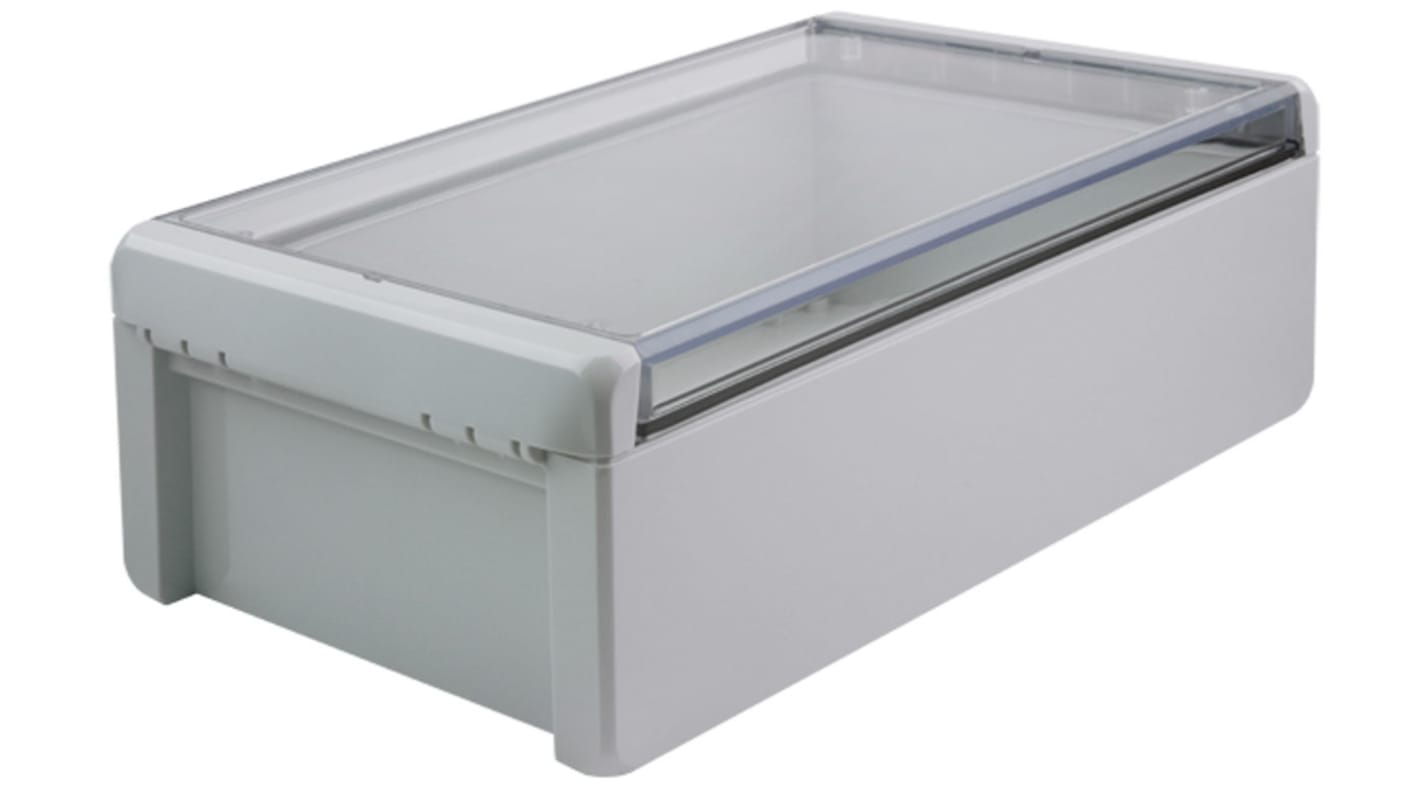 Bopla Bocube Series Light Grey Polycarbonate V0 Enclosure, IP66, IP68, IK07, Transparent Lid, 271 x 170 x 90mm