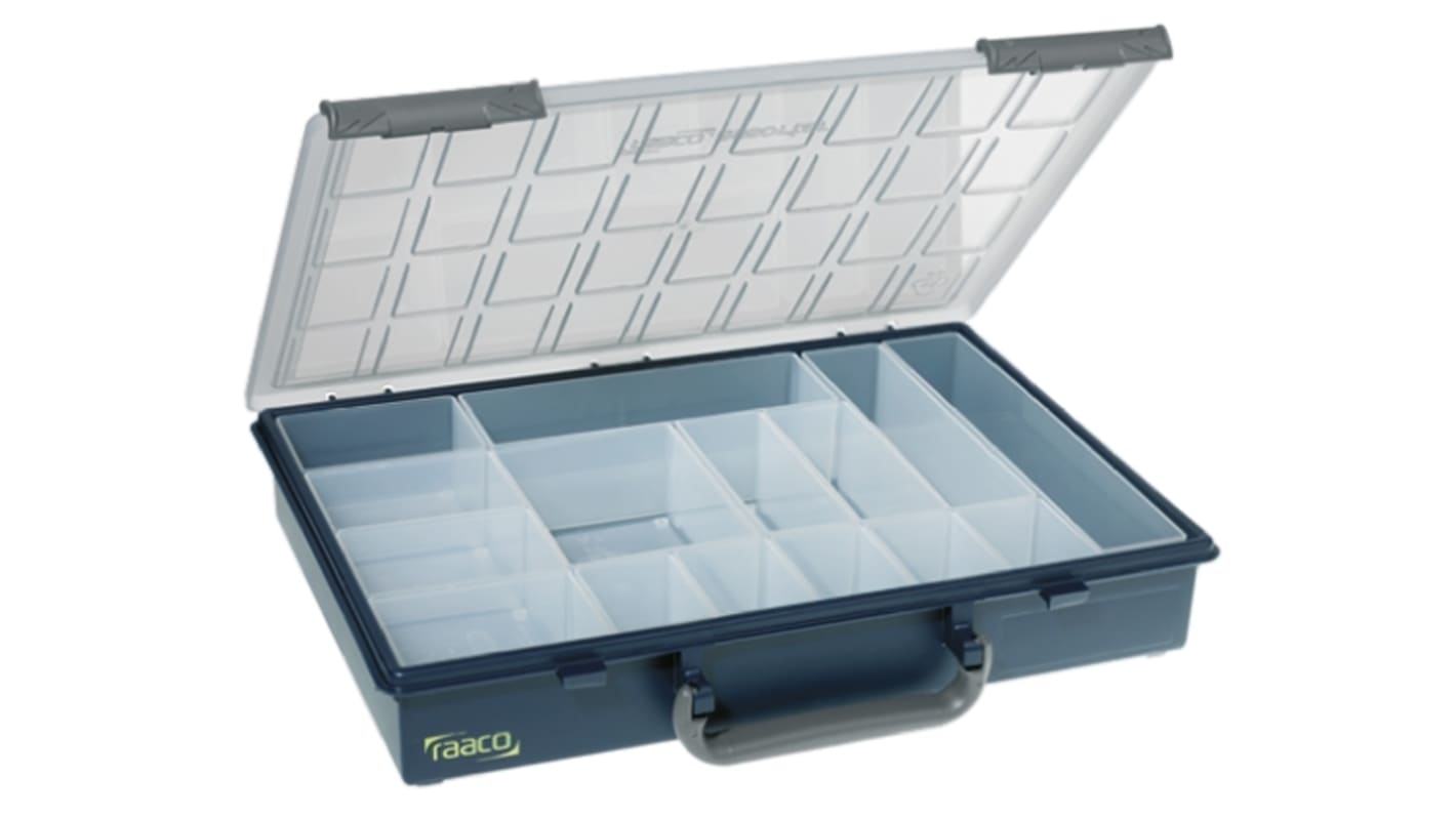 Raaco 15 Cell Blue PP Compartment Box, 57mm x 338mm x 261mm