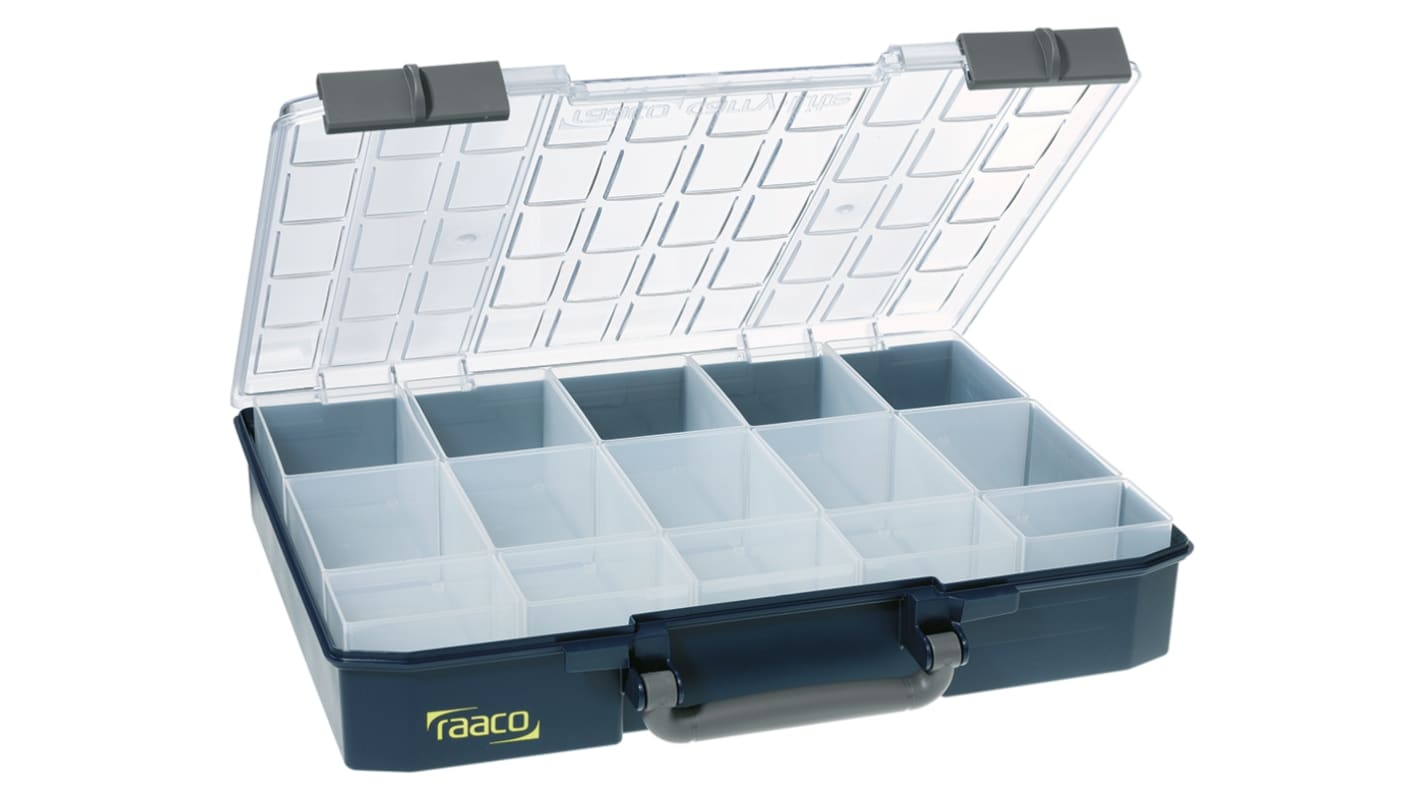 Raaco 15 Cell Blue Compartment Box, 79mm x 413mm x 330mm