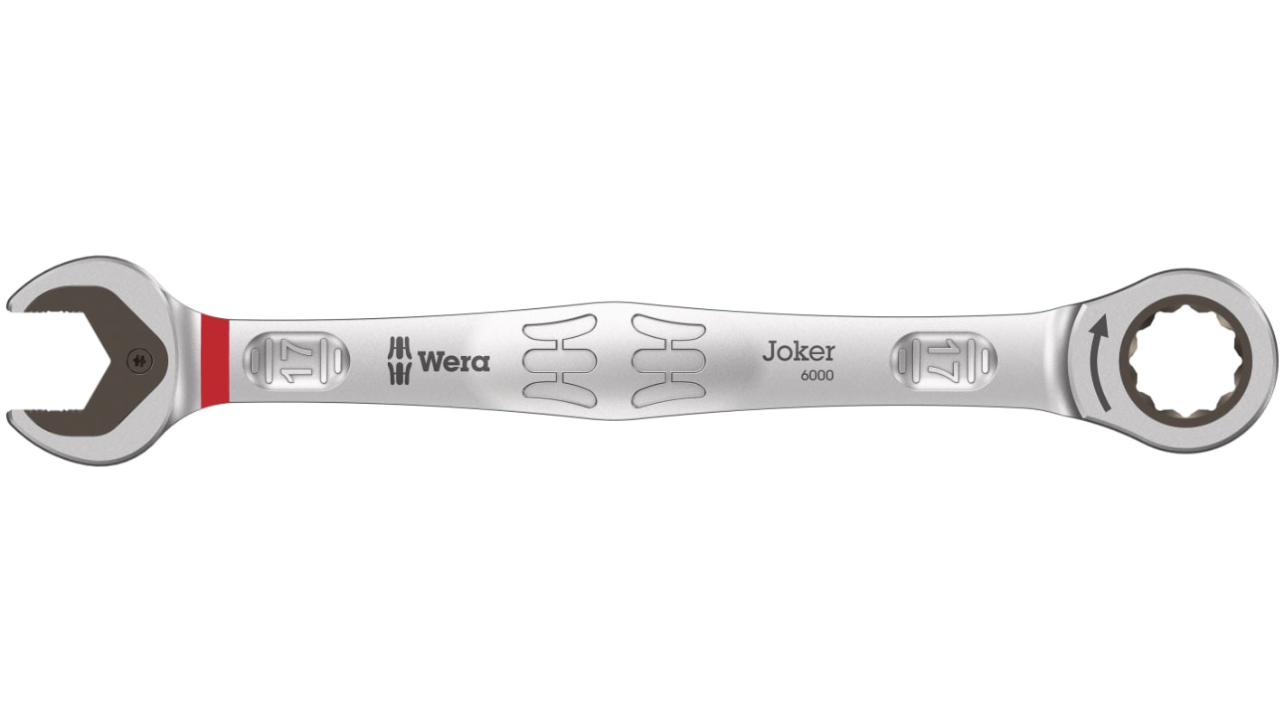 Wera Joker Series Combination Ratchet Spanner, 17mm, Metric, Double Ended, 224 mm Overall