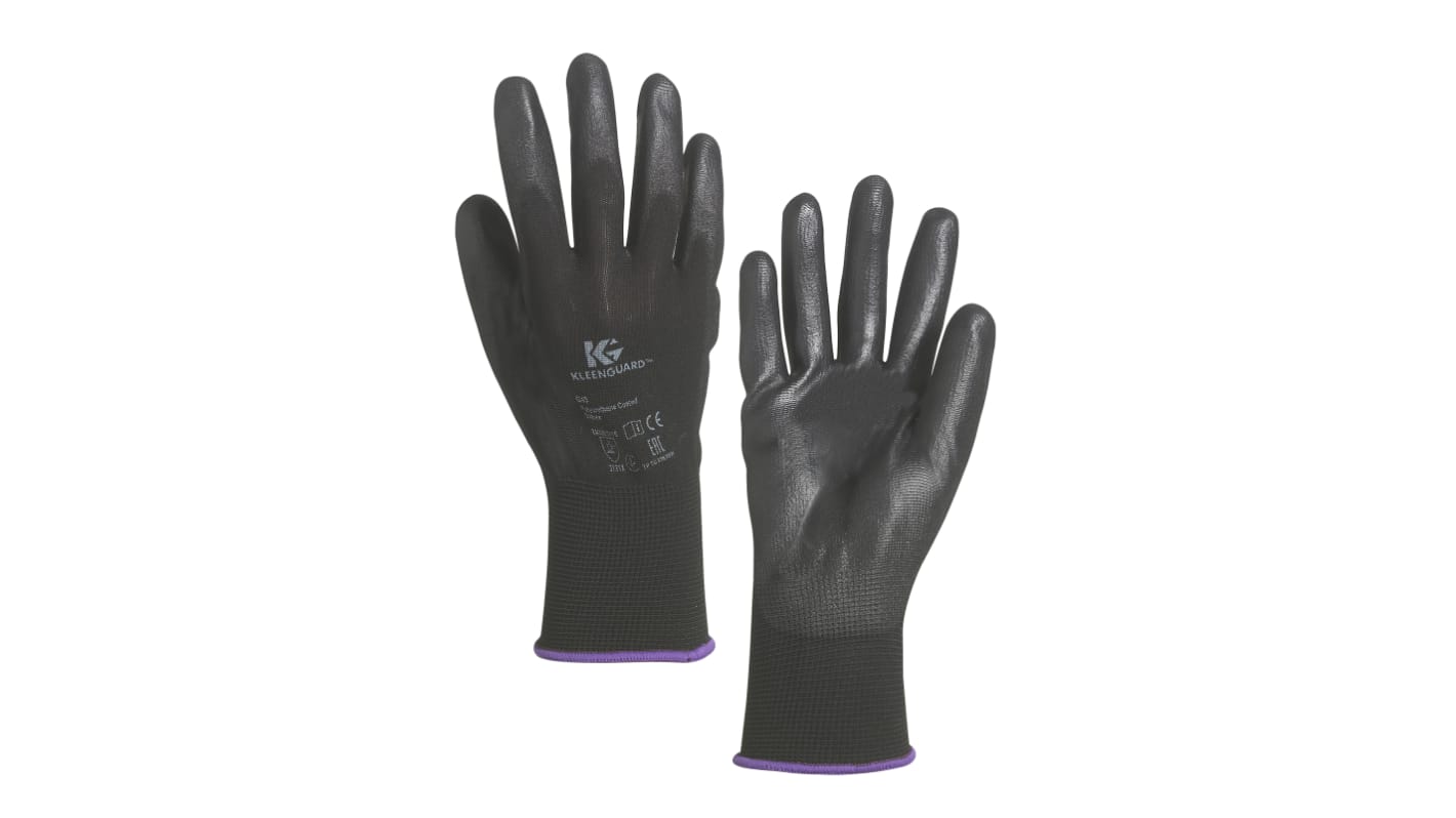 Kimberly Clark Black PUR General Purpose Work Gloves, Size 10, Large, Polyurethane Coating