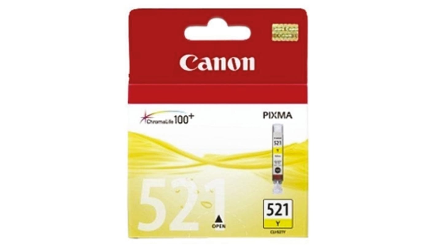 Canon 黄色墨盒 CLI-521Y, 用于iP3600, iP4600, iP4600x, MP540, MP540x, MP550, MP560, MP620, MP620B, MP630, MP640, MP980, MP990,