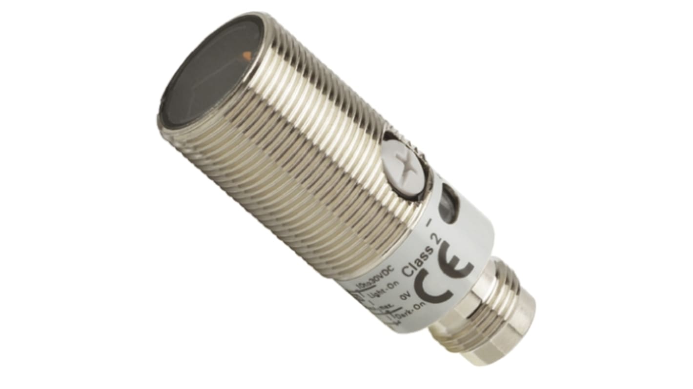Omron E3F zylindrisch Optischer Sensor, Deutliche Objekterkennung, Bereich 100 mm → 2 m, PNP Ausgang, 4-poliger