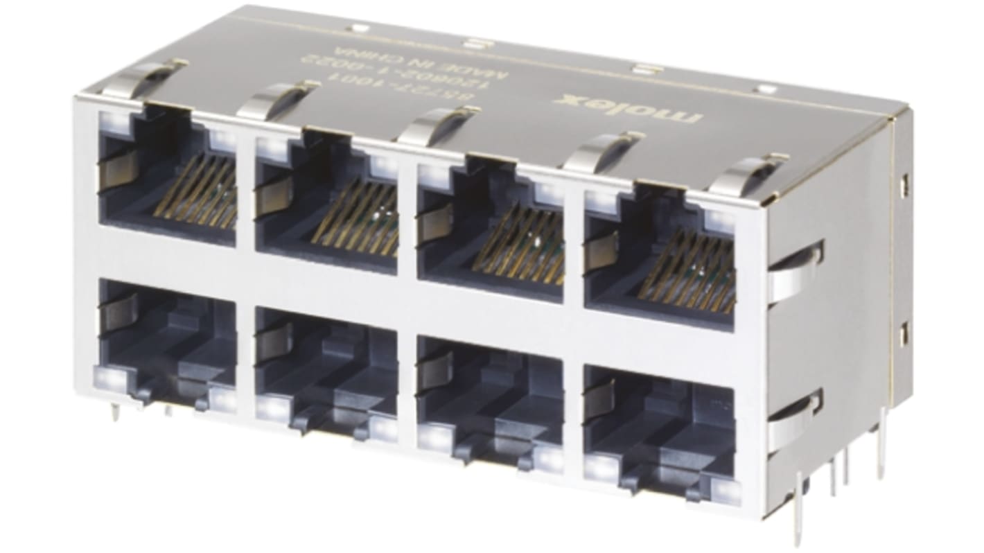 Molex RJ45超五类接口, THT安装, 8P8C路, 直角, 85727系列
