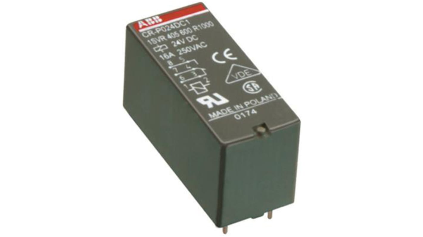 ABB Plug In Power Relay, 110V ac Coil, 8A Switching Current, SPDT