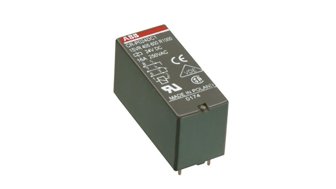 ABB PCB Mount Power Relay, 230V ac Coil, 8A Switching Current, SPDT