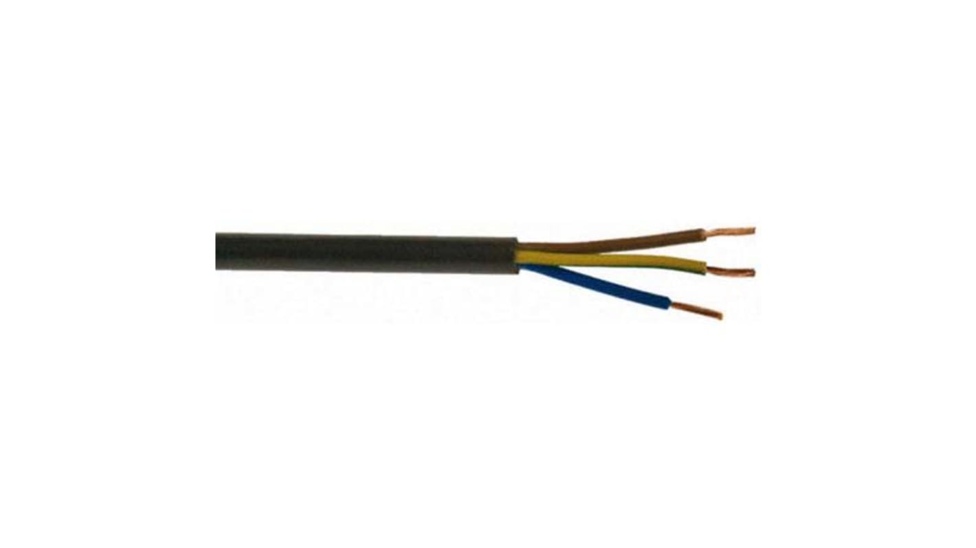 RS PRO 3 Core Power Cable, 1.5 mm², 100m, Black PVC Sheath, 3183Y, 16 A, 300 V, 500 V