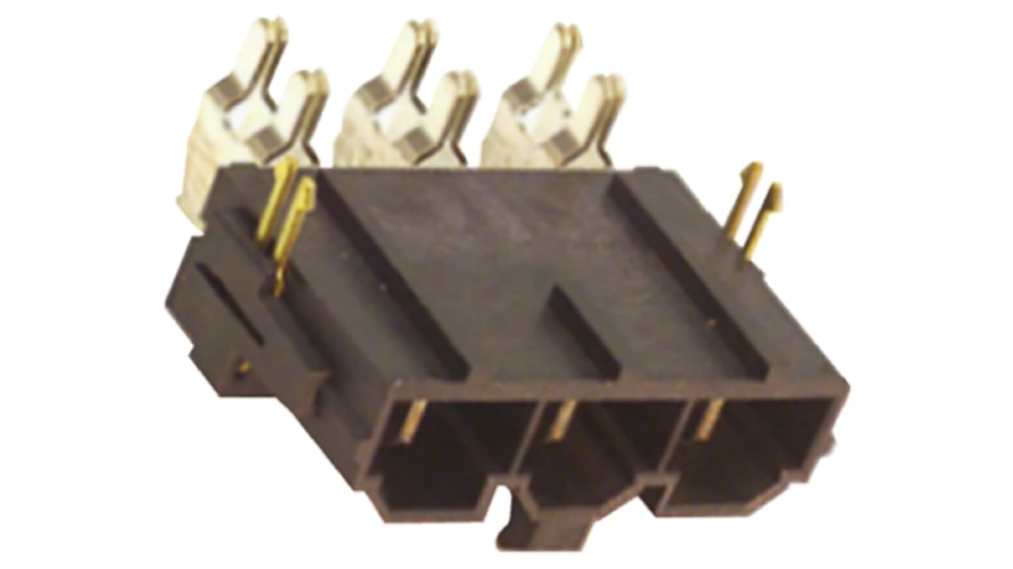 Molex 3p单排排针 直角线对板连接器, 10.0mm间距, 50.0A, 600.0 V, THT安装, Mini-Fit Sr.系列