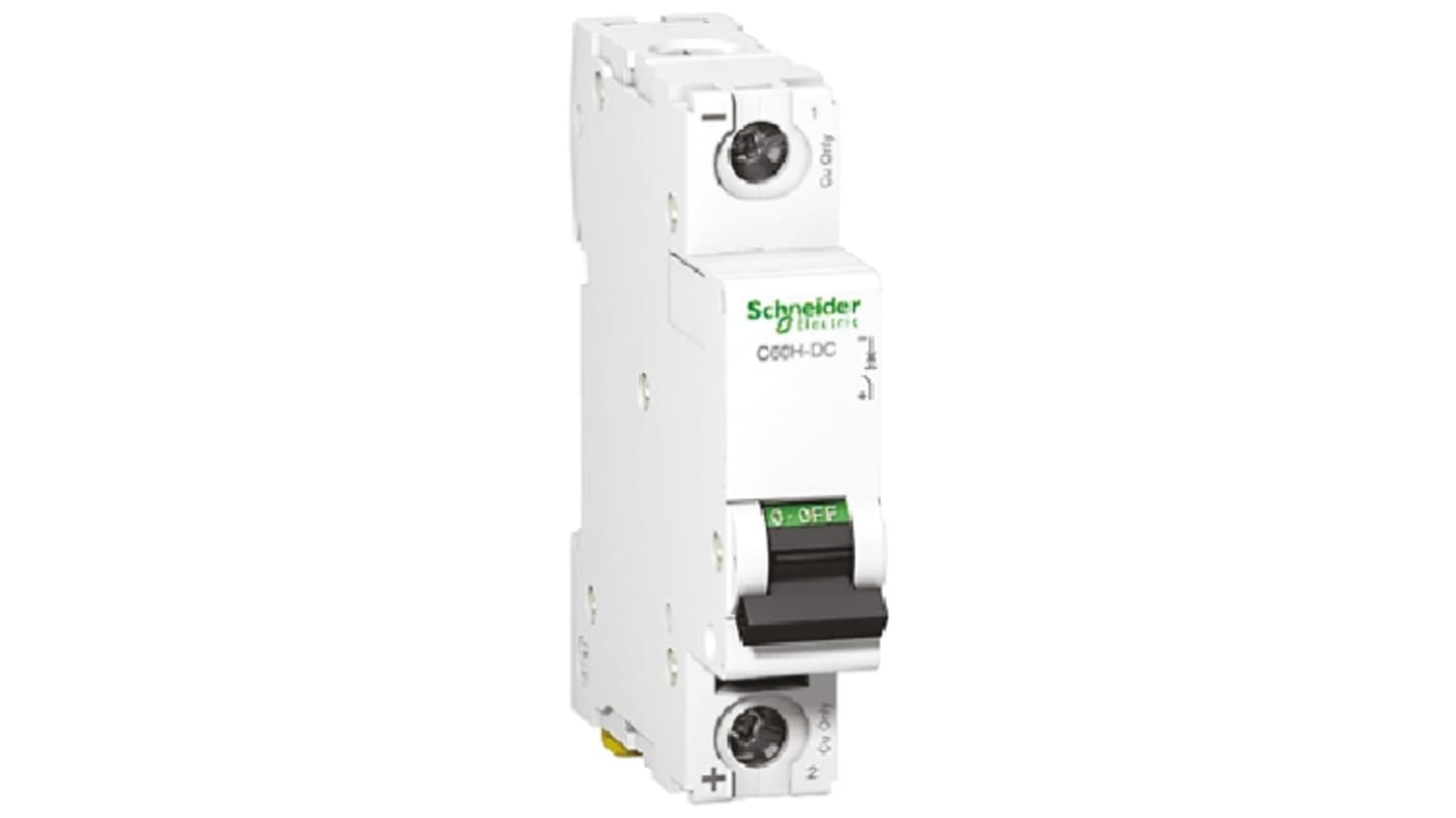 Schneider Electric Acti 9 C60H-DC MCB, 1P, 50A Curve C, 250V DC, 20 kA Breaking Capacity