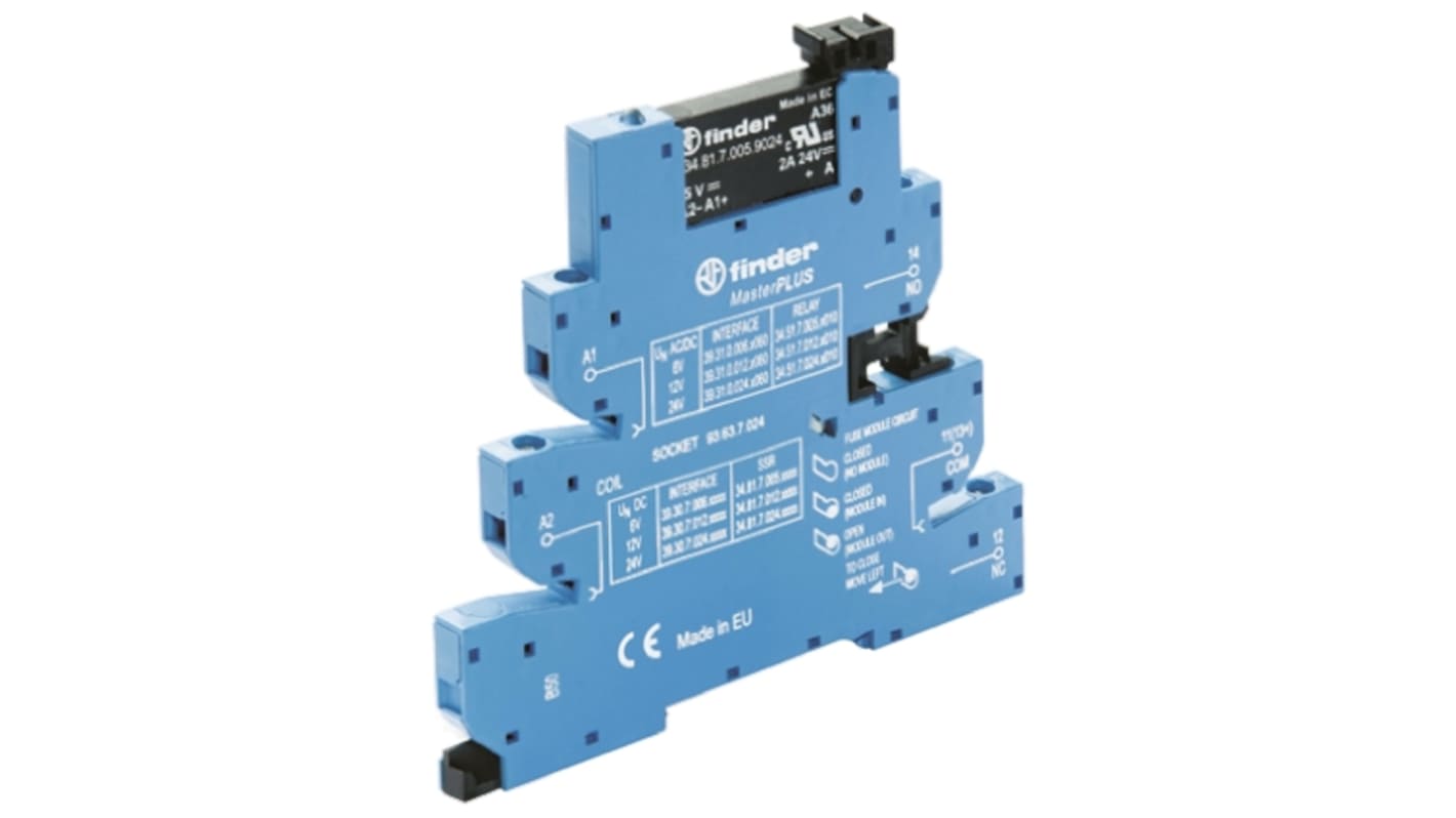 Finder Series 39 Halbleiter-Interfacerelais, 6 A max., DIN-Schienen 88 V dc min. 24 V dc max. / 138 V dc max. DC